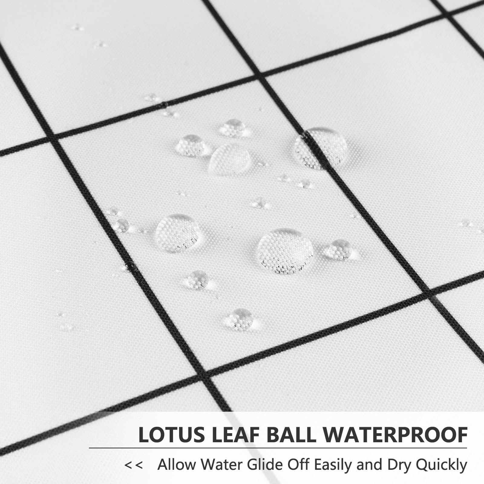 Aoohome Standard 72X72 Inch Fabric Shower Curtain, Black And White Geometric Grid Bathroom Curtain With Hooks, Heavy Duty, Weigh