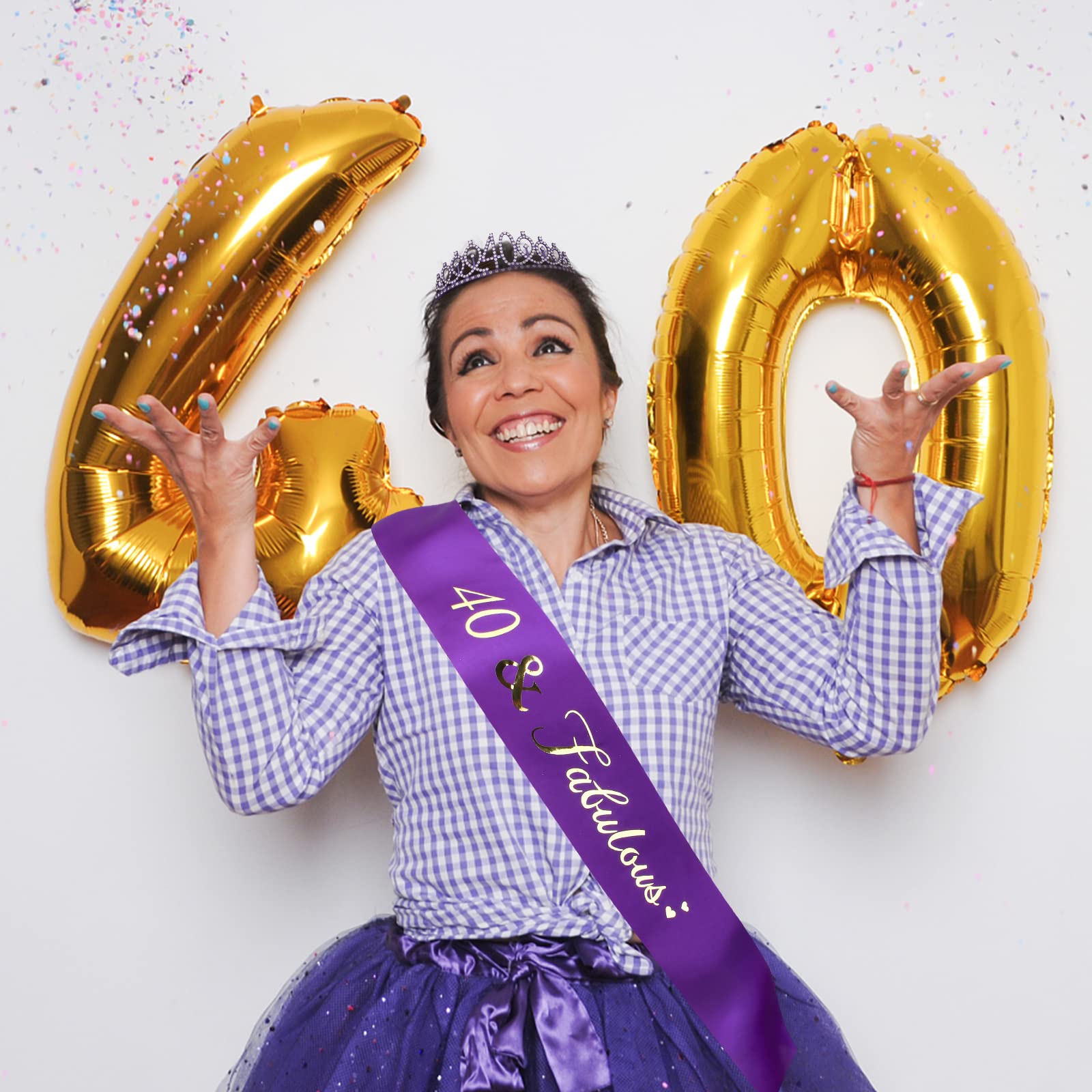 Purple 40Th Birthday Gifts Women, 40Th Purple Birthday Decorations Women, 40Th Birthday Sash, 40Th Birthday Tiara, 40Th Birthday