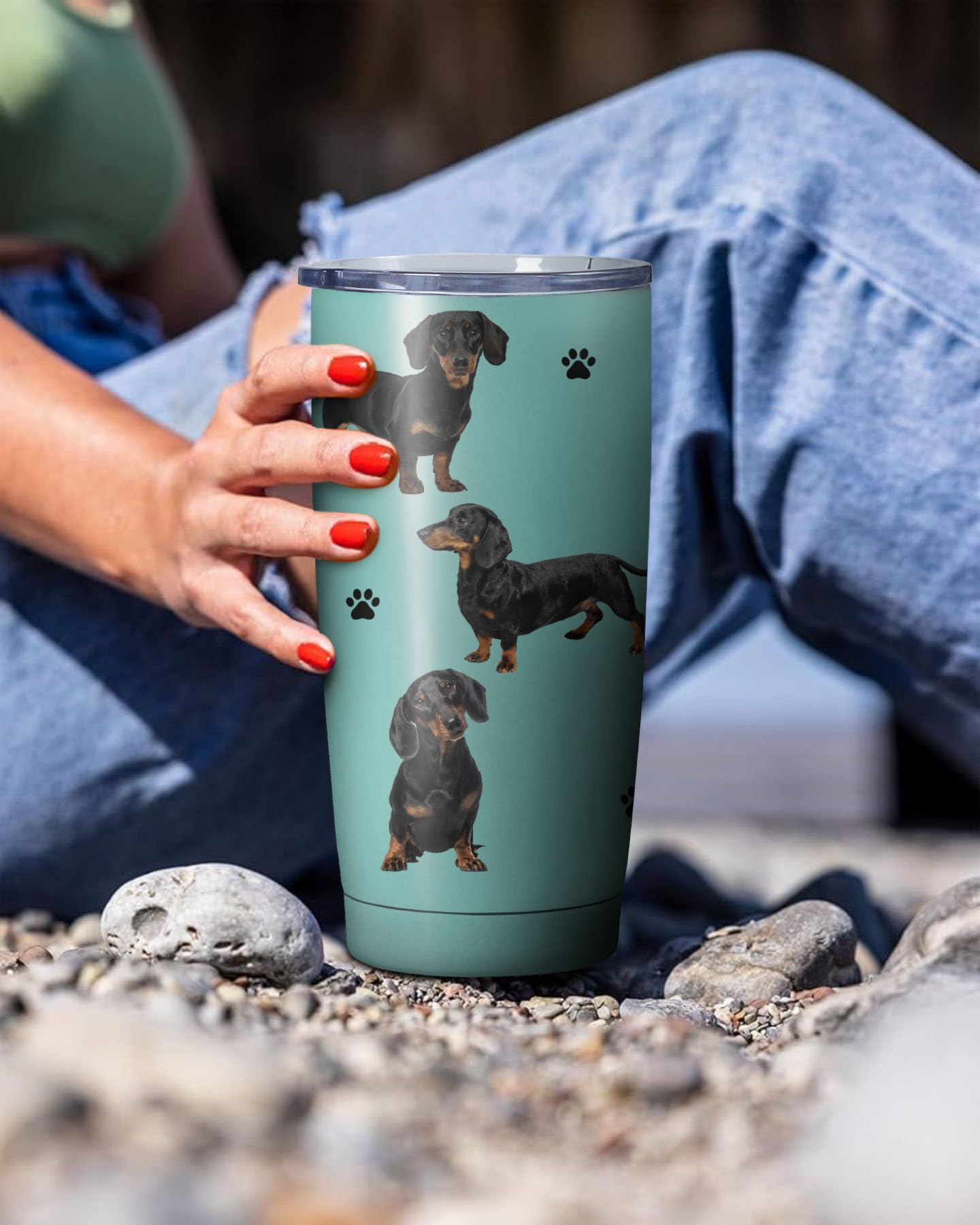 Subvise Dachshund Dog Tumbler Stainless Steel Insulated Travel Coffee Cups With Lid And Straw,Ideal Memorial Gift For Dog Dad/Mo