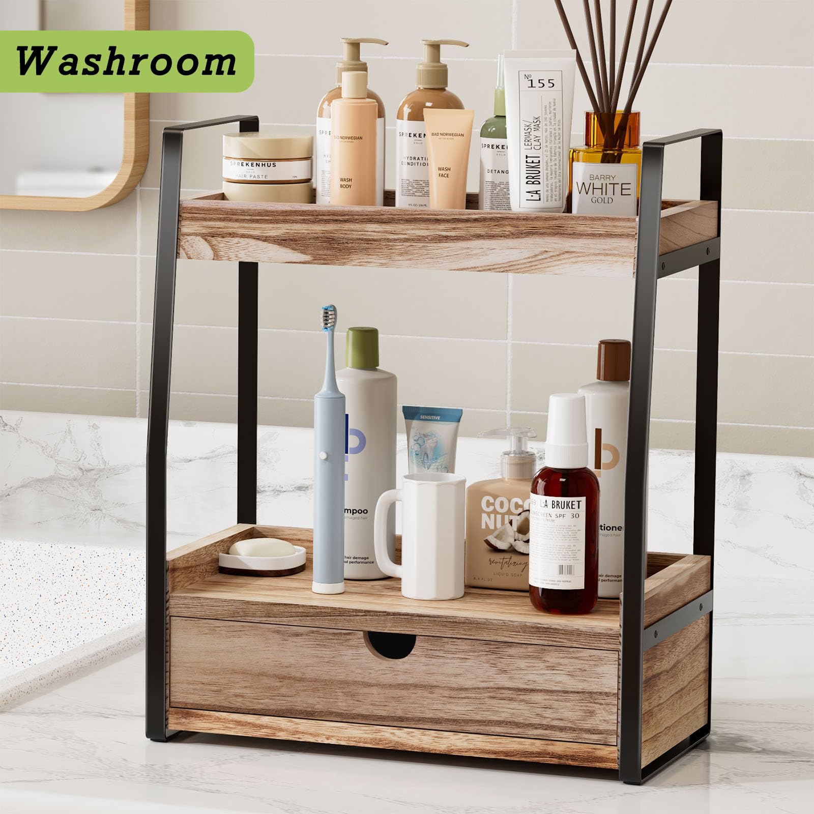 Boulphia 2-Tier Bathroom Organizer Countertop, Bathroom Sink Organizer Countertop, Bathroom Vanity Organizer, Bathroom Counter S