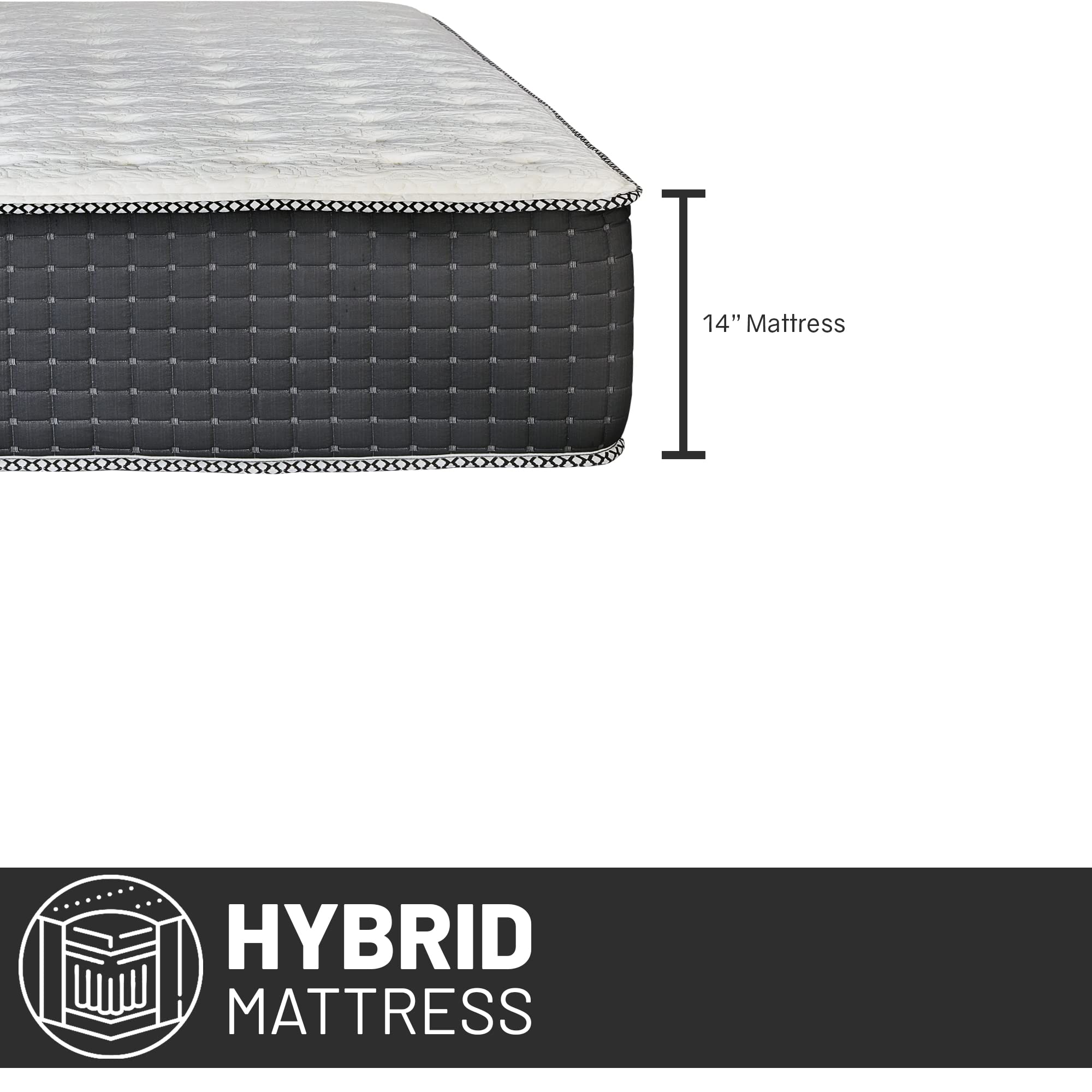 Zayton, 14-Inch Luxury Foam Encased Soft Hybrid Mattress, Pocket Coil Springs For Motion Isolation & Pressure Relief, Strong Edg