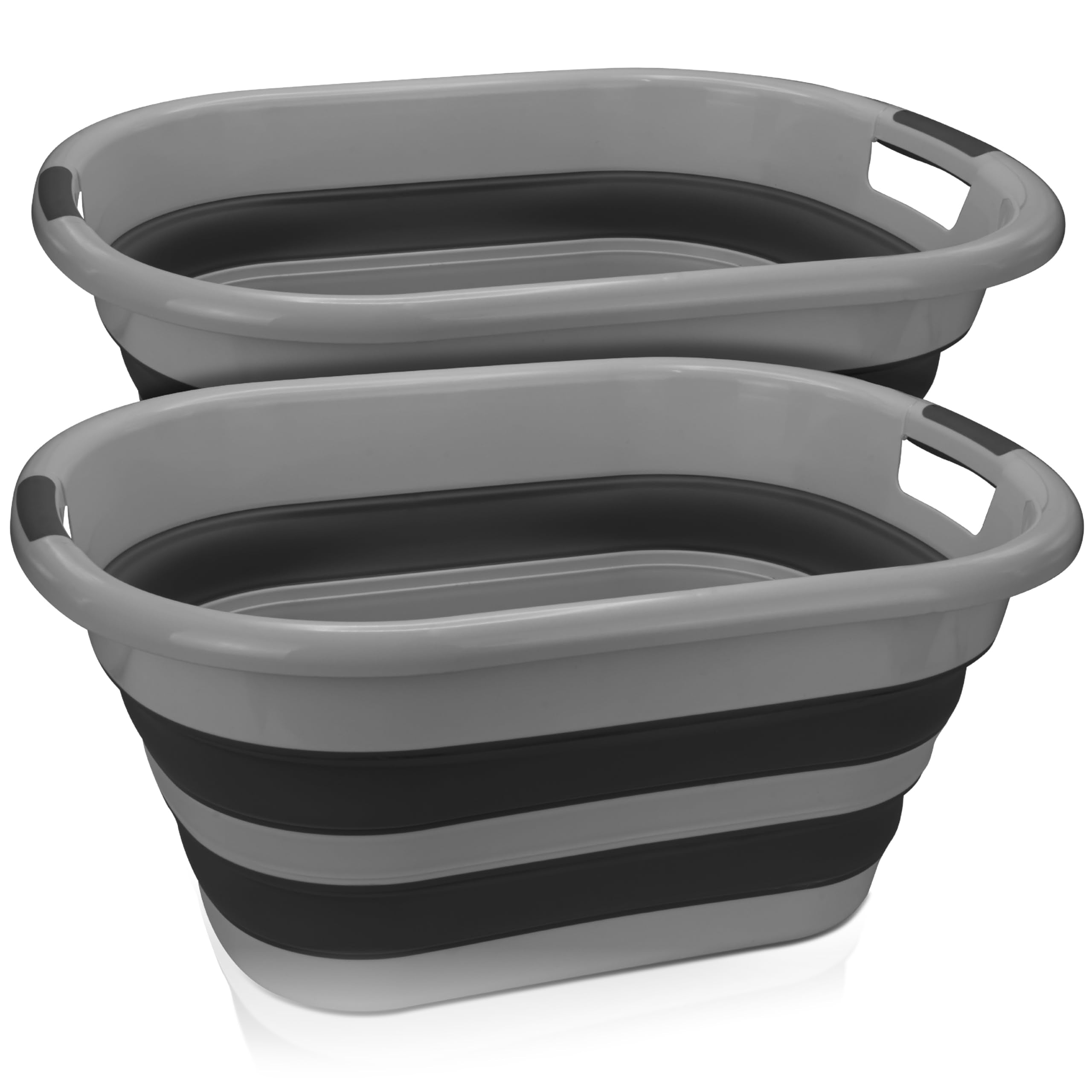 BROOKSTONE Collapsible Laundry Basket Set, Modern Extra Large Collapsible Basket Set, Comfort Non-Slip Grip Handles, Minimalist 