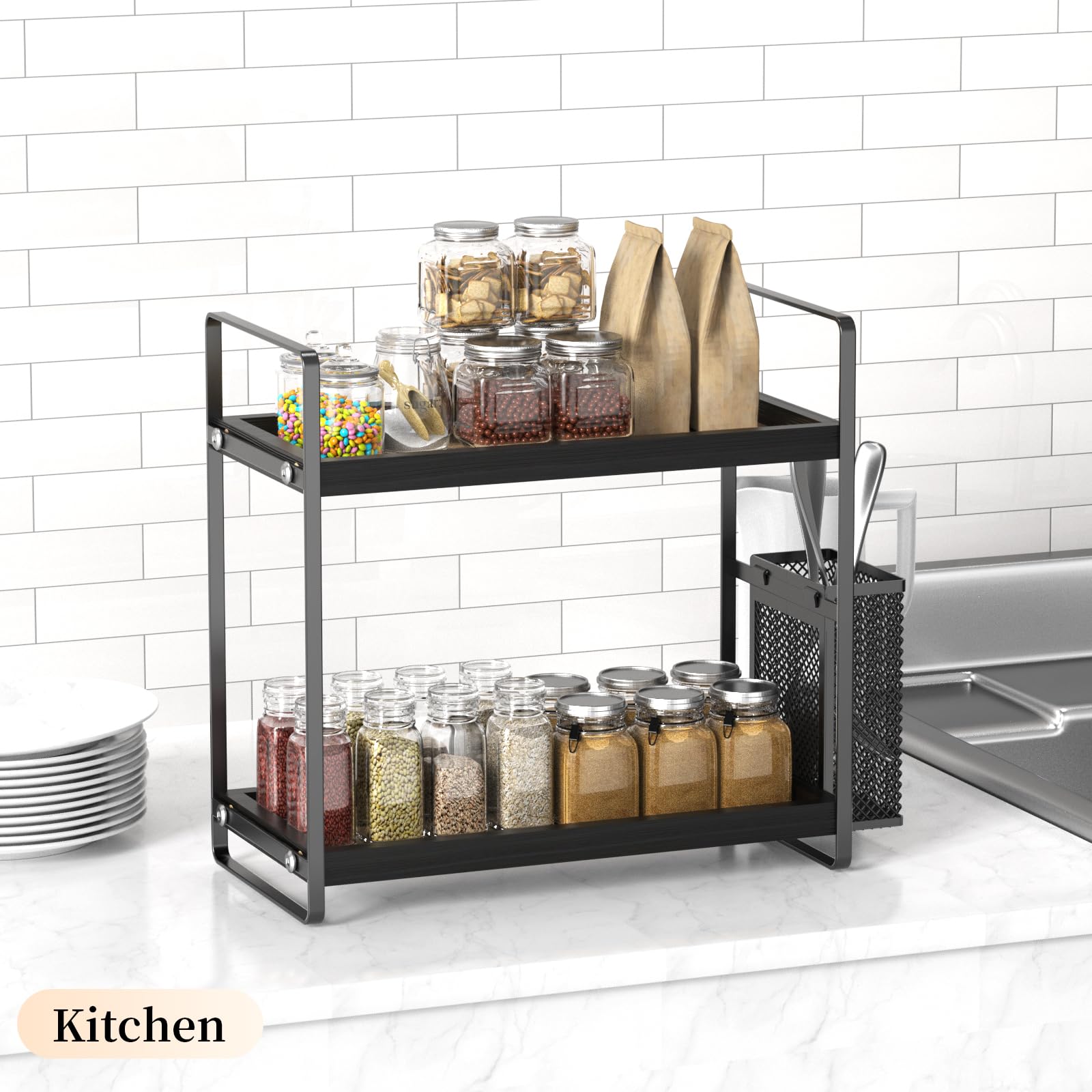 Lemikkle Bathroom Organizer Countertop, Makeup Skincare Perfume Organizer Counter Organizer Wood Shelf Tray For Vanity, Storage