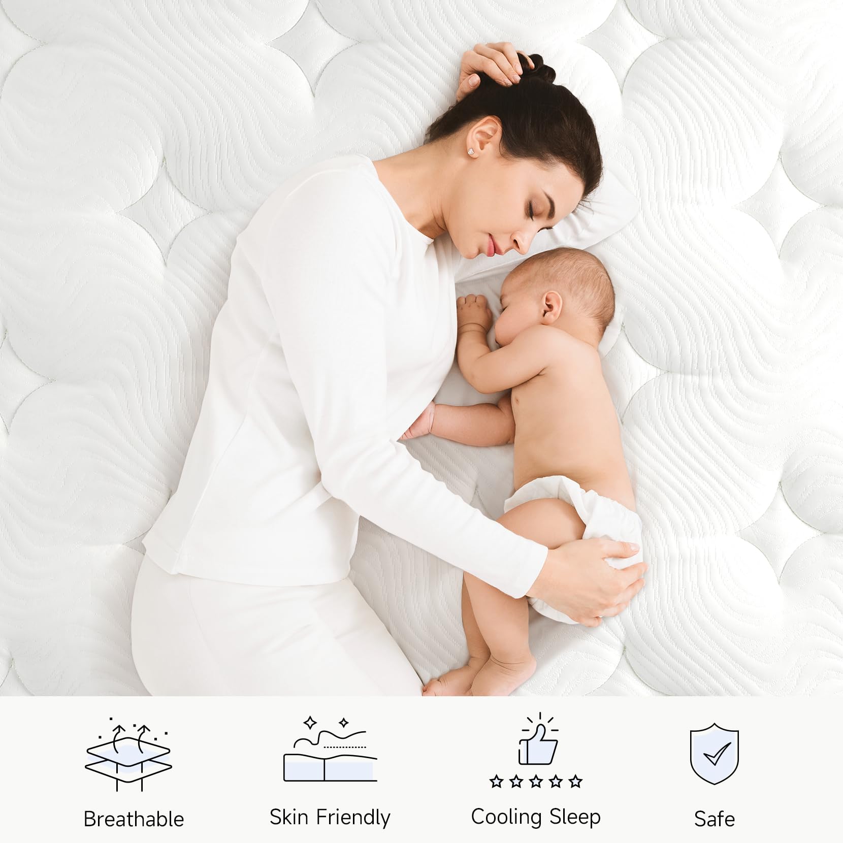 Vesgantti King Size Mattress, 12 Inch Hybrid Innerspring Mattress With Memory Foam, Support & Pressure Relief, Medium Firm Feel