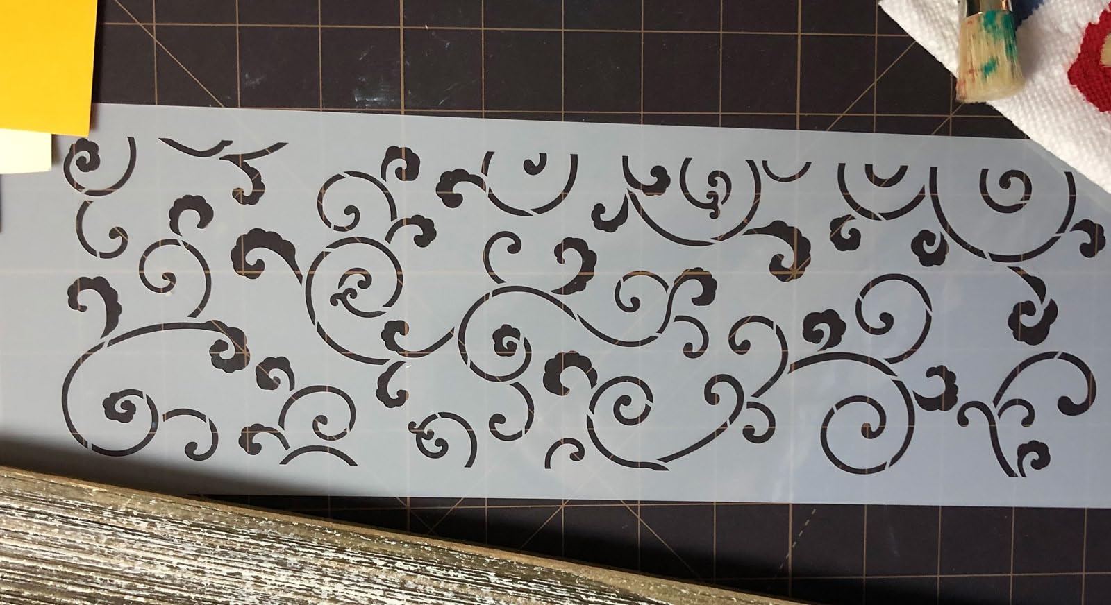 Designer Stencils Leafy Scroll Cake Stencil, Beige/Semi-Transparent