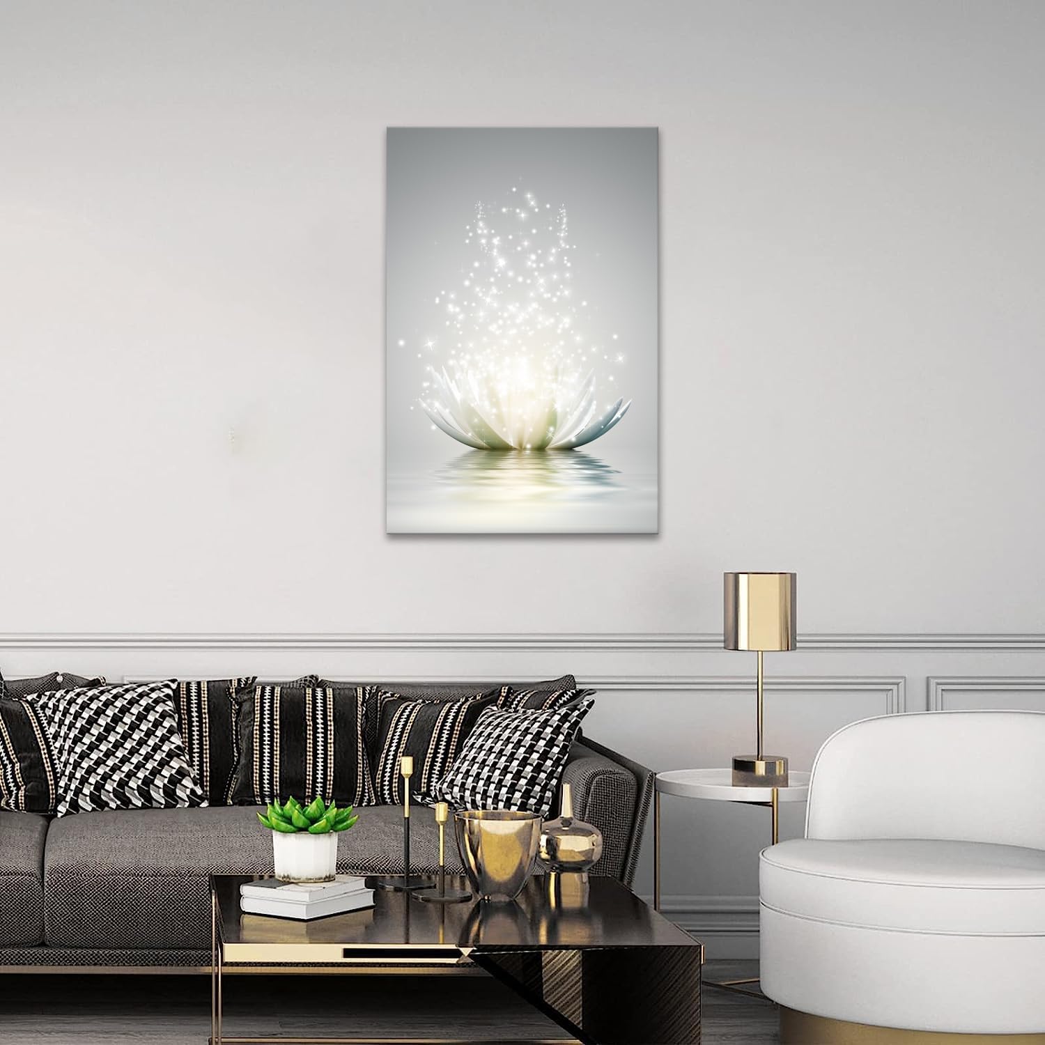 Canvas Prints Art Lotus Floral Pictures Wall Art For Zen Office Decor Meditation Poster Modern Artwork Painting Framed Ready To