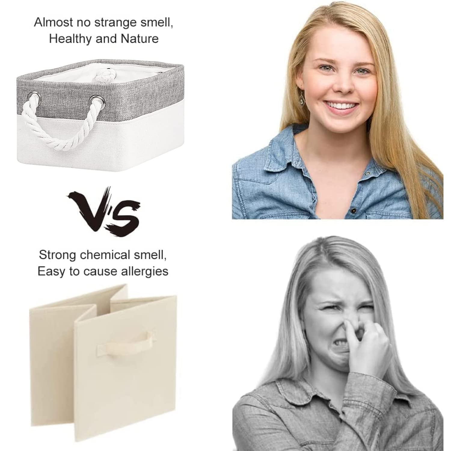 Sacyic Storage Bins - Storage Baskets For Shelves Storage Cubes With Handles Small Baskets For Organizing (Gray And White 11.8 X