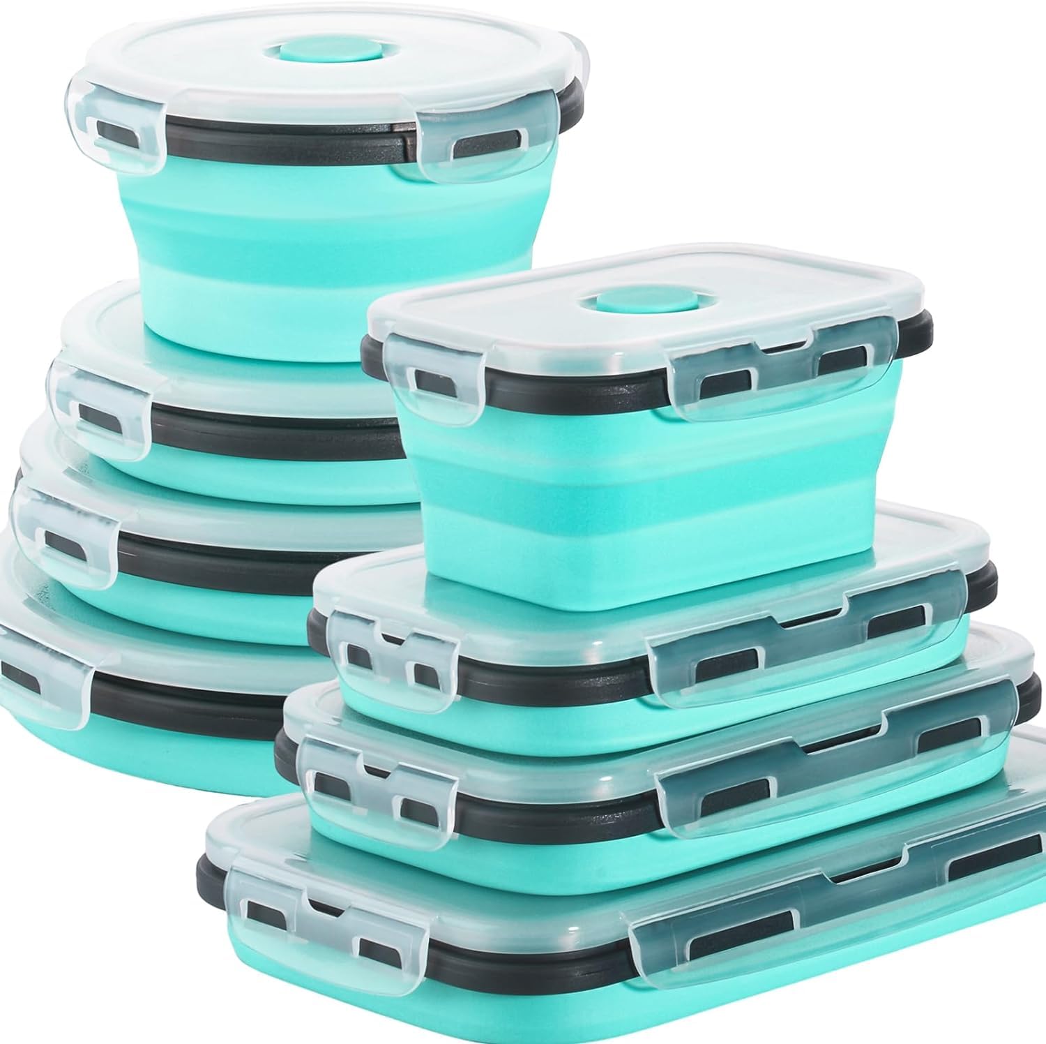 8 Pack Collapsible Food Storage Containers With Lids, Collapsible Storage Containers Sets Silicone Collapsible Bowls For Camping