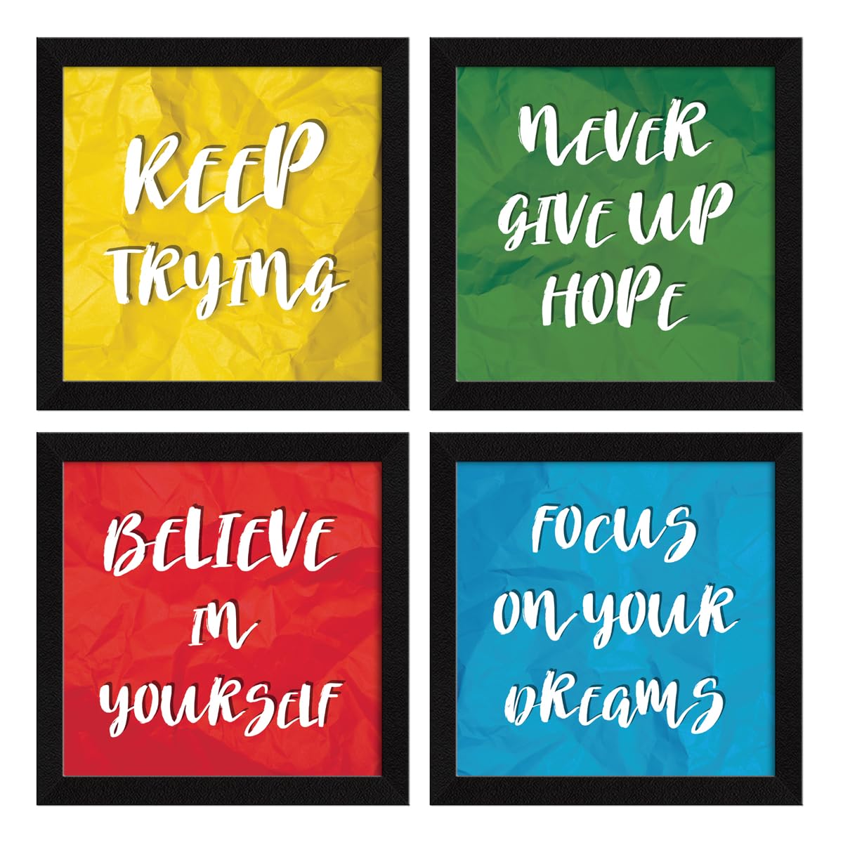 ArtX Paper Motivational Wall Frames Quotes Wall Art Painting, Framed Paintings For Home Office Decor, 20 X 20 inches (Combined),