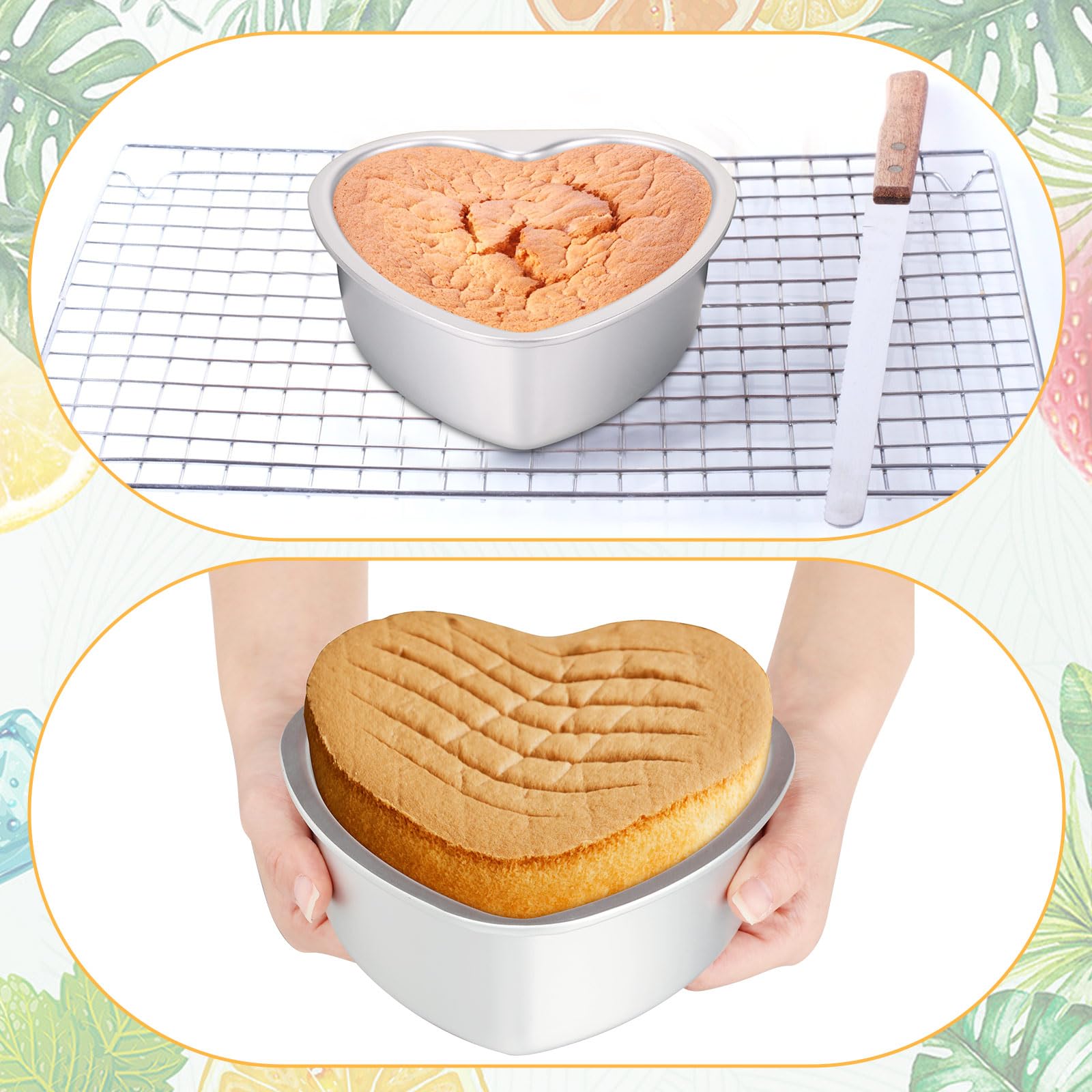 Uiifan 6 Pcs 6 Inch Heart Shaped Cake Pans With Removable Bottom Aluminum Heart Cake Mold For Oven Baking Diy Birthday Valentine