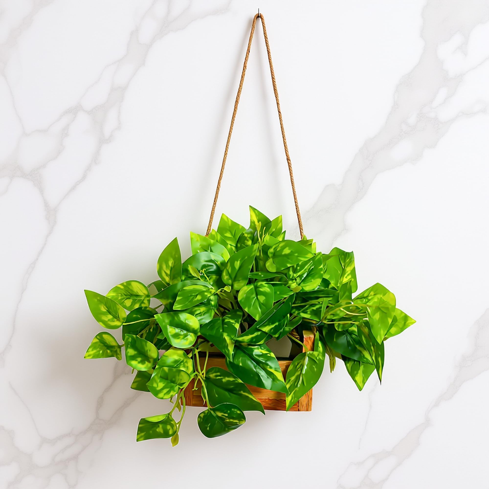 fancymart Artificial Money Plant with Woodlog Pot Home & Office D  cor