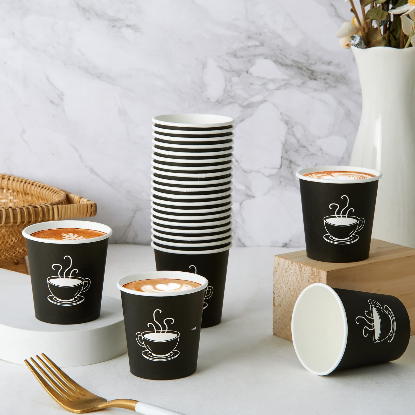 Tv Topvalue 600 Pack 4 Oz Paper Cups, Small Disposable Coffee Cups, Paper Espresso Cups, Hot/Cold Drinking Cups For Party, Picni