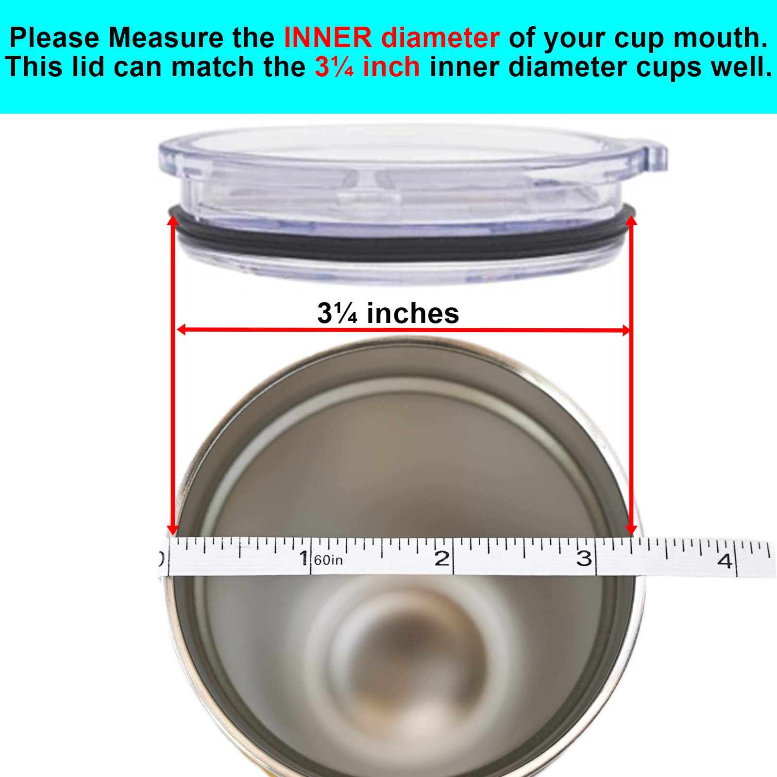 Wotermly 2 Pack 20 oz tumbler lids replacement  Spill Proof Splash Resistant Lids Mug Topper Fit for Rambler and More Coffee Mugs