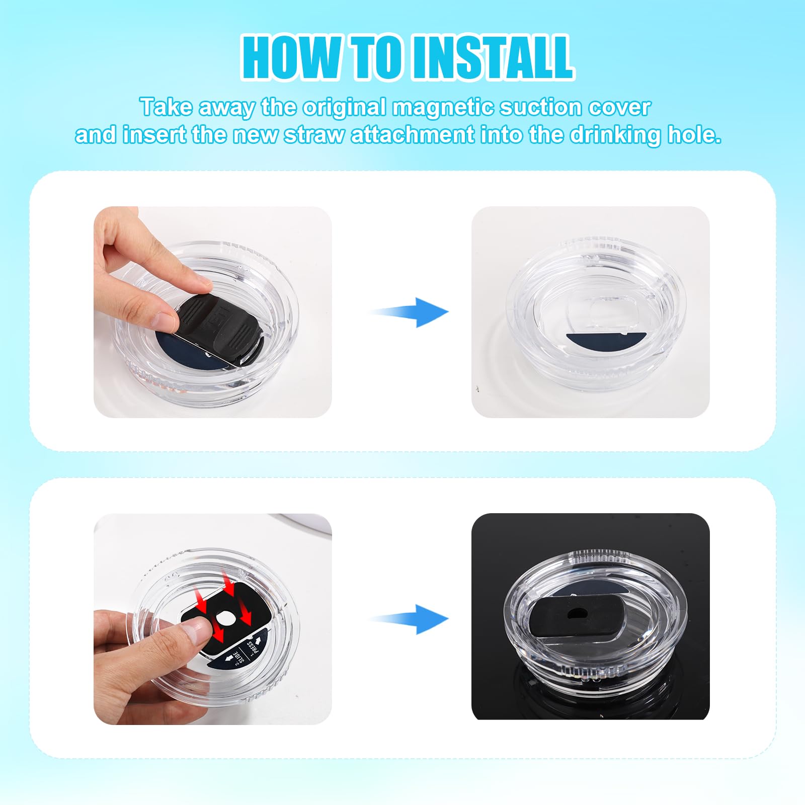 3Pcs Replacement Slider Compatible With Yeti 20Oz 30Oz Tumbler Bpa-Free Straw Lid Accessories For Yeti Magslider/Stronghold Stra