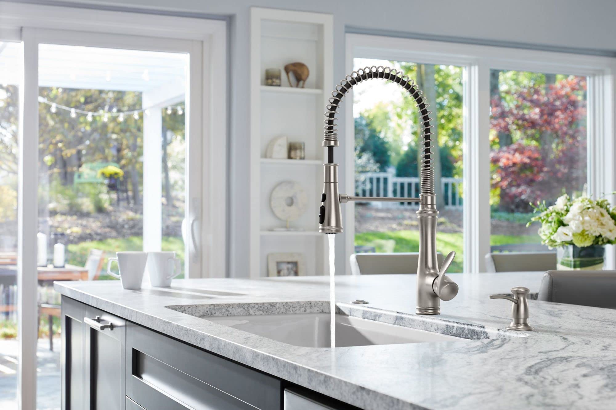 Kohler K-29106-Cp Bellera Pull Down Sprayer Kitchen Sink Faucet, 3 Function Spray Head, Polished Chrome