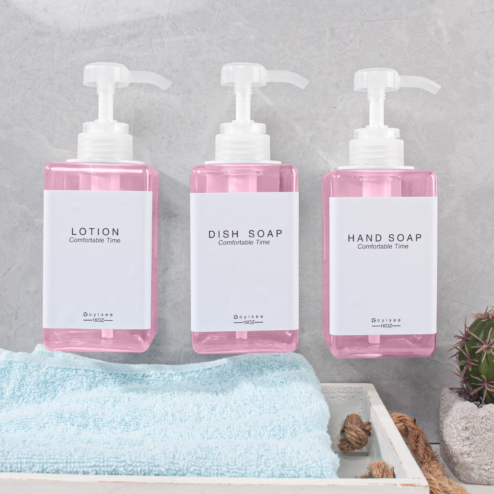 Goyisee Refillable Shampoo And Conditioner Bottles For Shower Wall,Shampoo And Conditioner Dispenser With Pump No Drill (3 Bottl