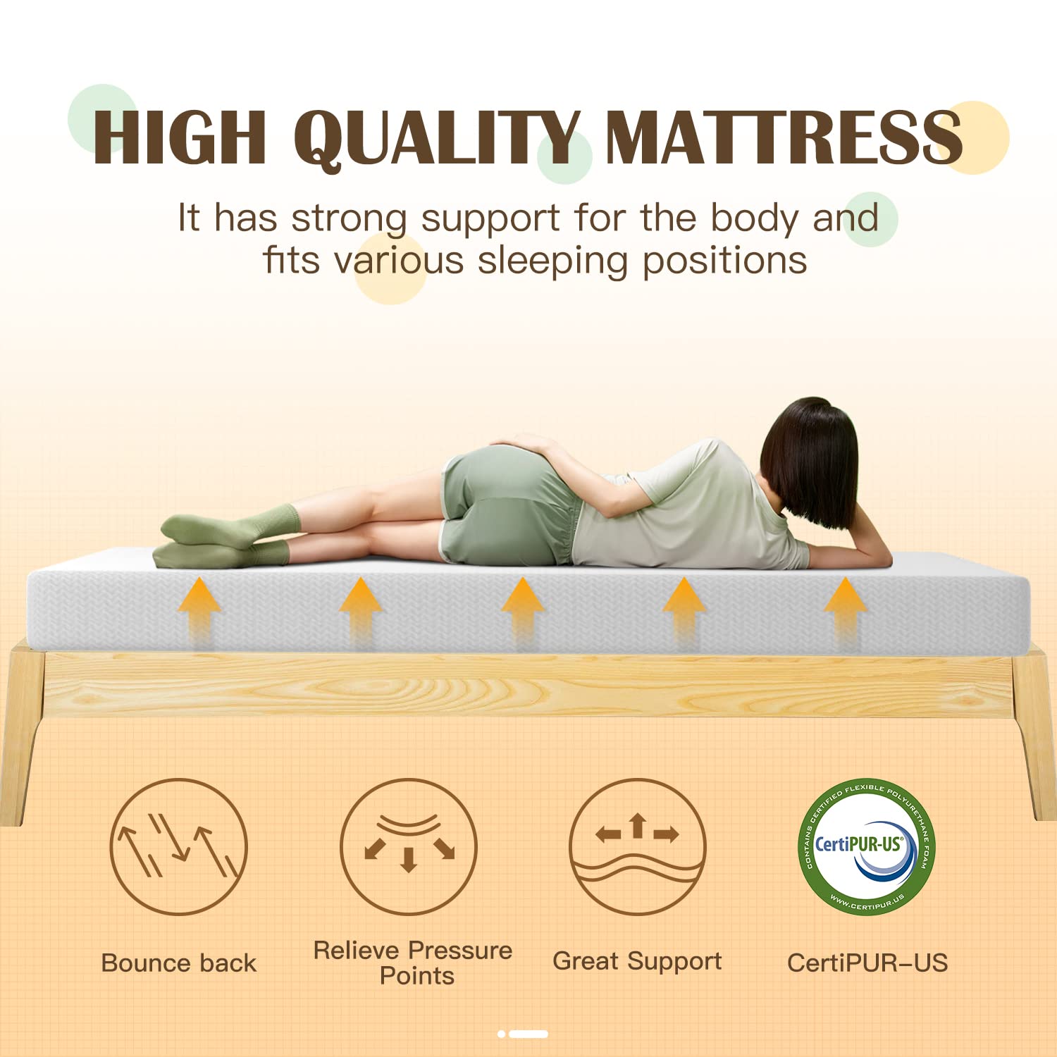 PayLessHere 8 inch Memory Foam Mattress Cooling Gel Green Tea Infused Mattress Fiberglass Free CertiPUR-US Certified Breathable Bed Mattress for Cooler Sleep Supportive White Queen