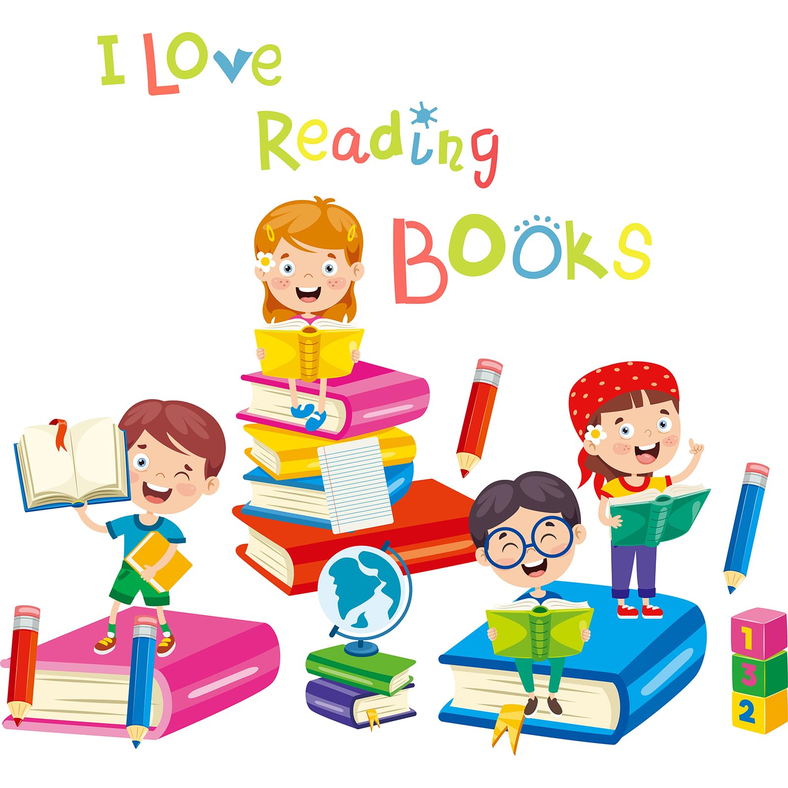 Reading Books Wall Decals,Inspirational Quote Wall Stickers, Educational Peel And Stick Wall Art & Murals For Kids Room Nursery