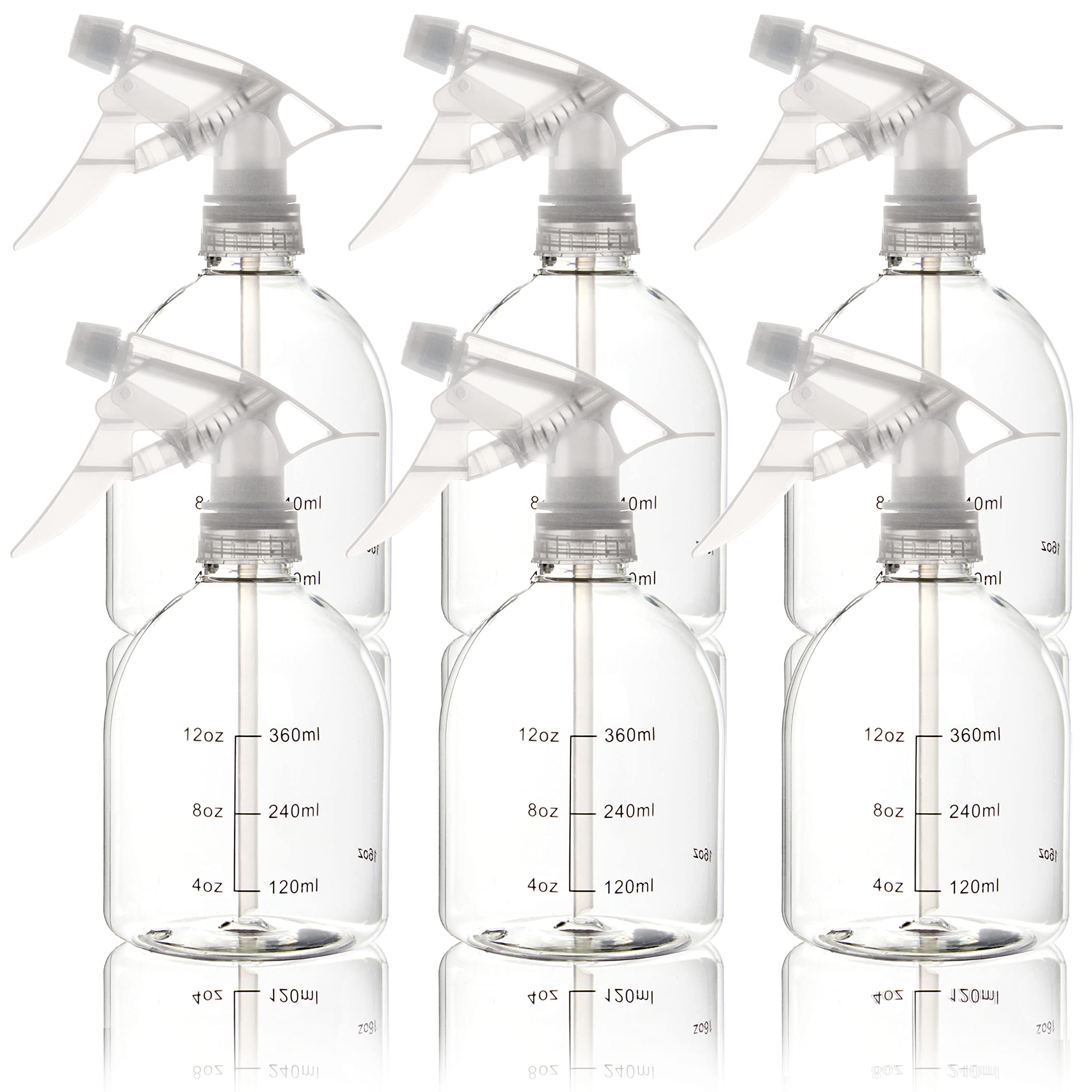 Youngever 6 Pack Empty Plastic Spray Bottles, Spray Bottles for Hair and Cleaning Solutions, 6 Pack 16 Ounce Bottles (White Spra