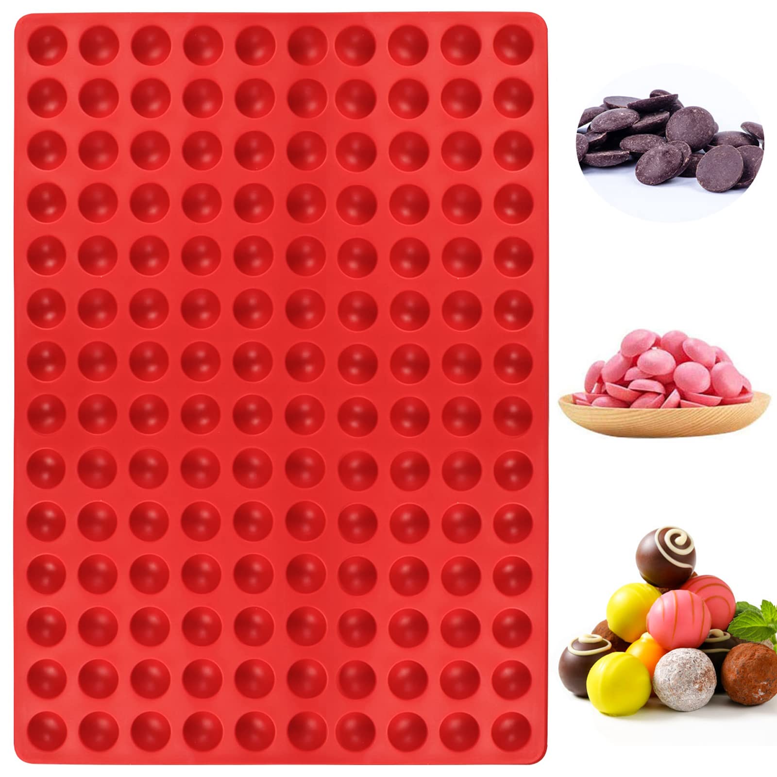 Palksky 140-Cavity Small Round Silicone Mold/Semicircle Chocolate Drops Mold/Dog Treats Pan/Semi Sphere Gummy Candy Molds For Ga