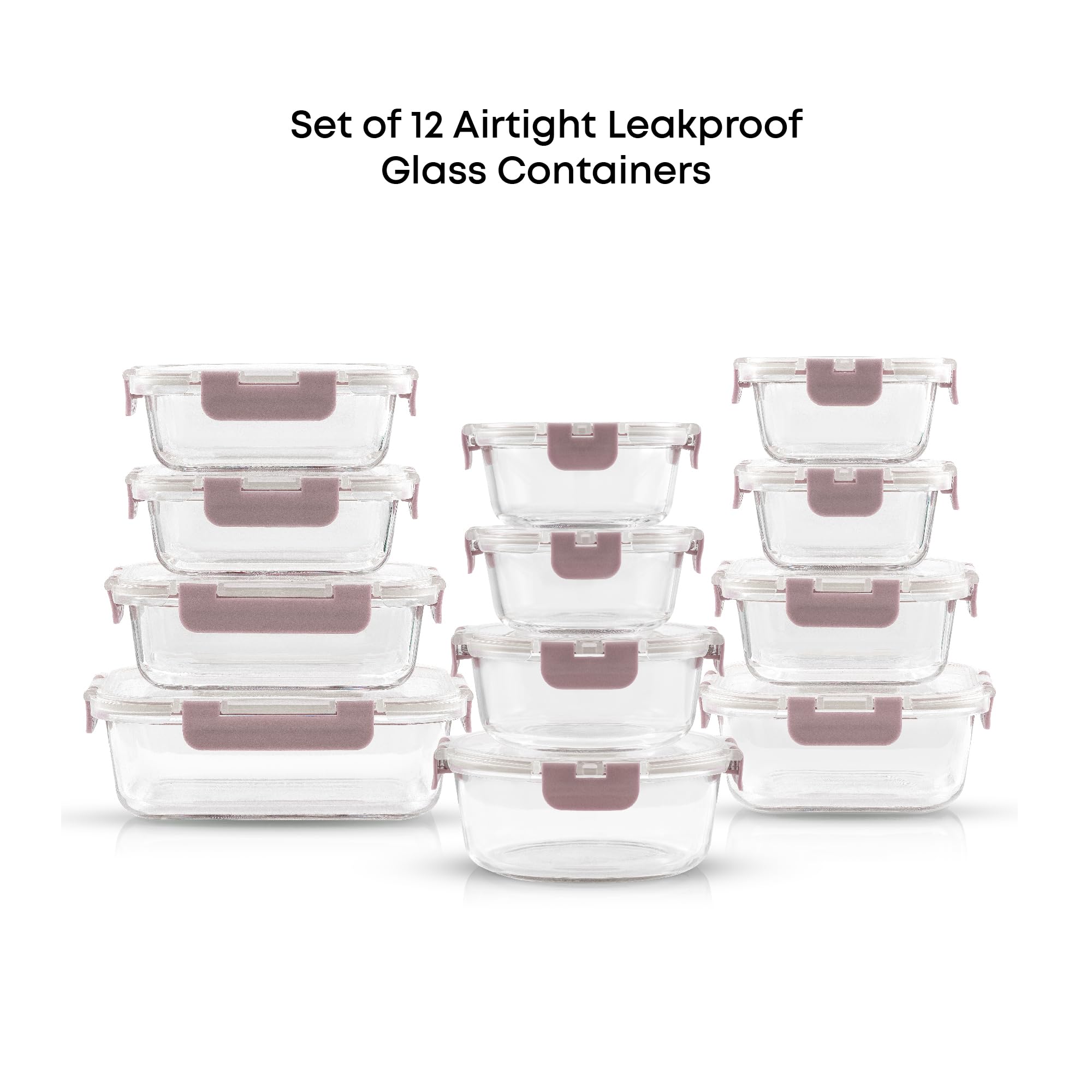 JoyJolt 24pc Borosilicate Glass Storage Containers with Lids | 12 Airtight/Freezer Safe Food Storage Containers for Pantry and K