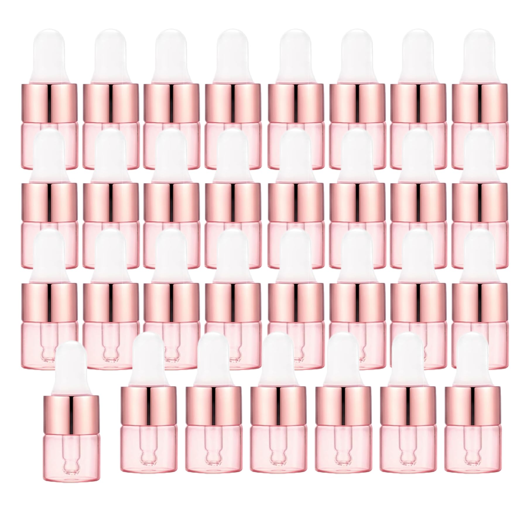 Easeen 50 Pcs Sample Bottles, 1ml Pink Mini Dropper Bottles With 2 Pcs Plastic Droppers for Traveling Essential Oils, DIY Cosmet