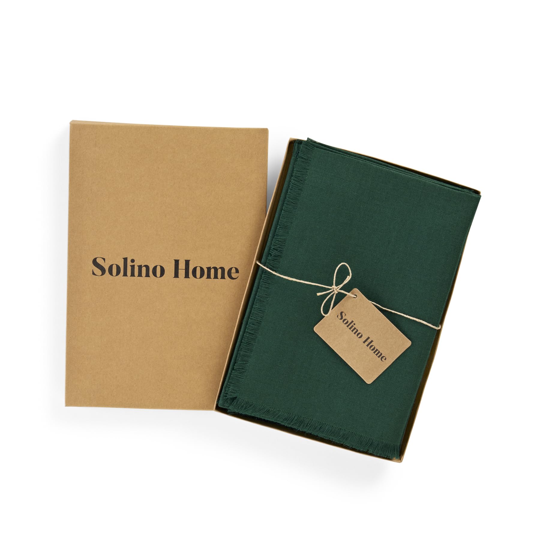Solino Home Fringe Linen Dinner Napkins 20 X 20 Inch - 100% Pure Linen Evergreen Cloth Napkins Set Of 4 For St Patrick'S Day - H