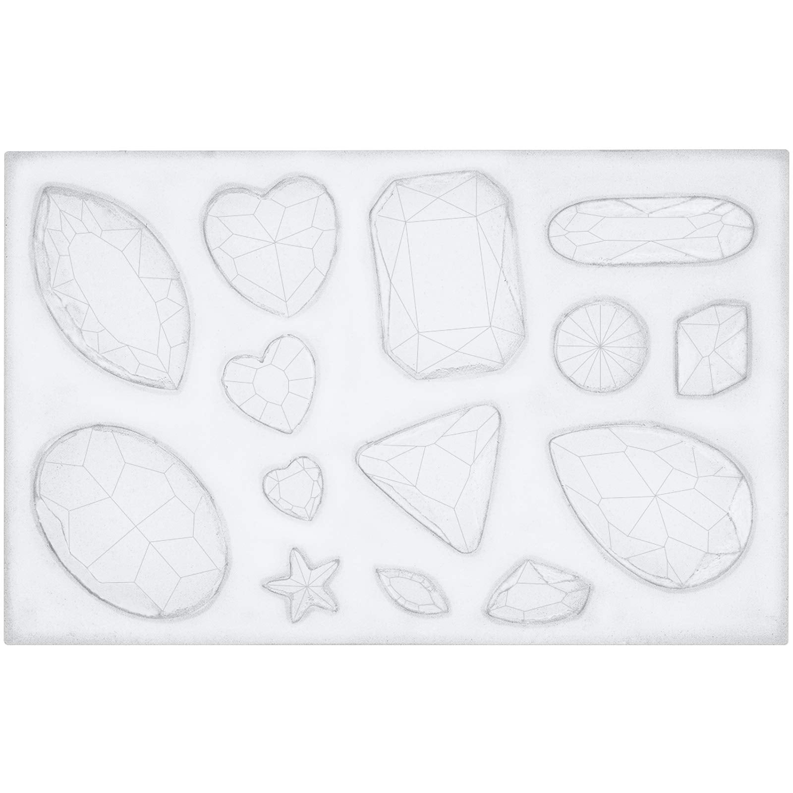 Funshowcase Assorted Gems And Cabochon Silicone Mold For Fondant Cupcake Topper Chocolate Candy Baking Epoxy Resin Casting Concr