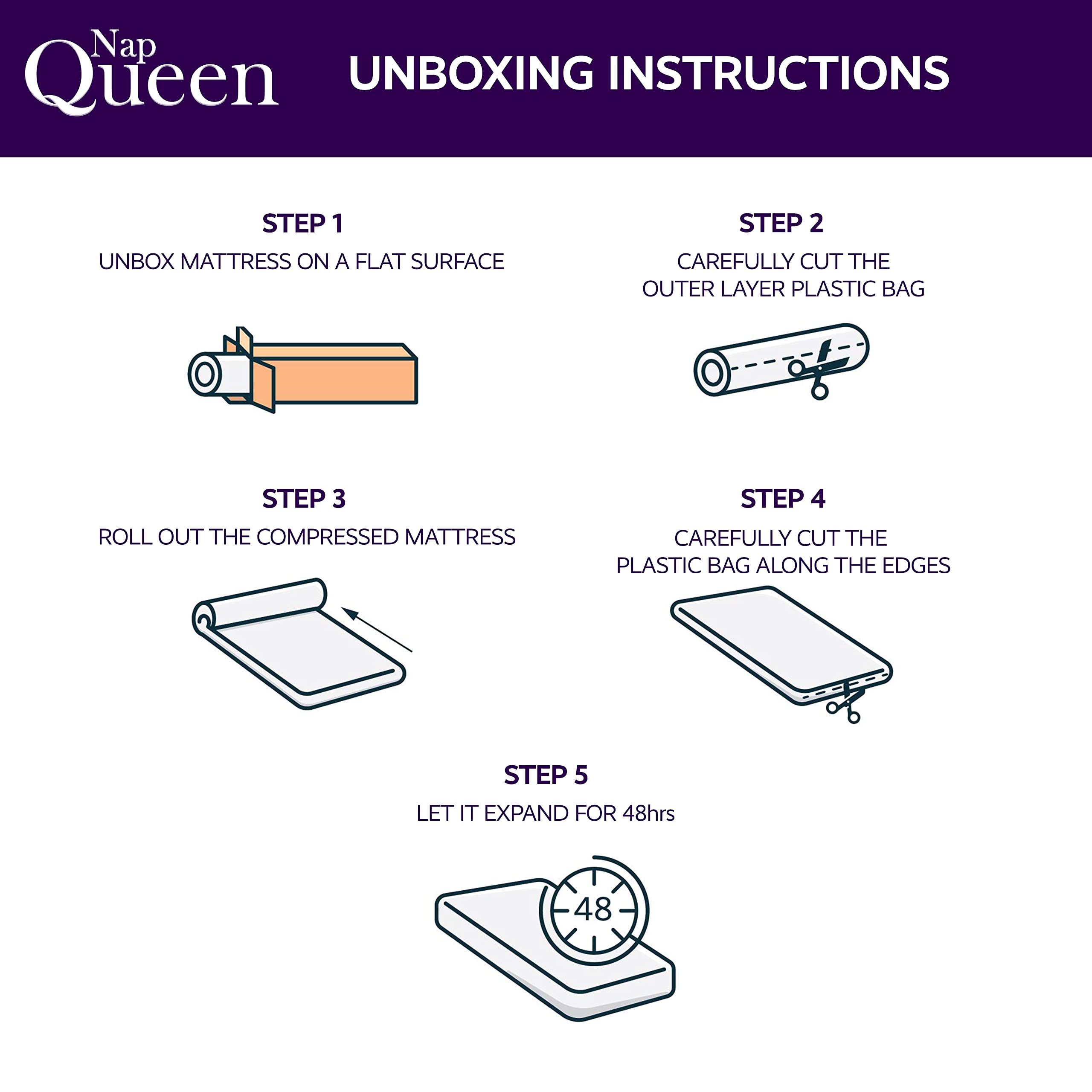 Napqueen Anula, Full 6'' Green Tea Memory Foam Mattress, Bed In A Box