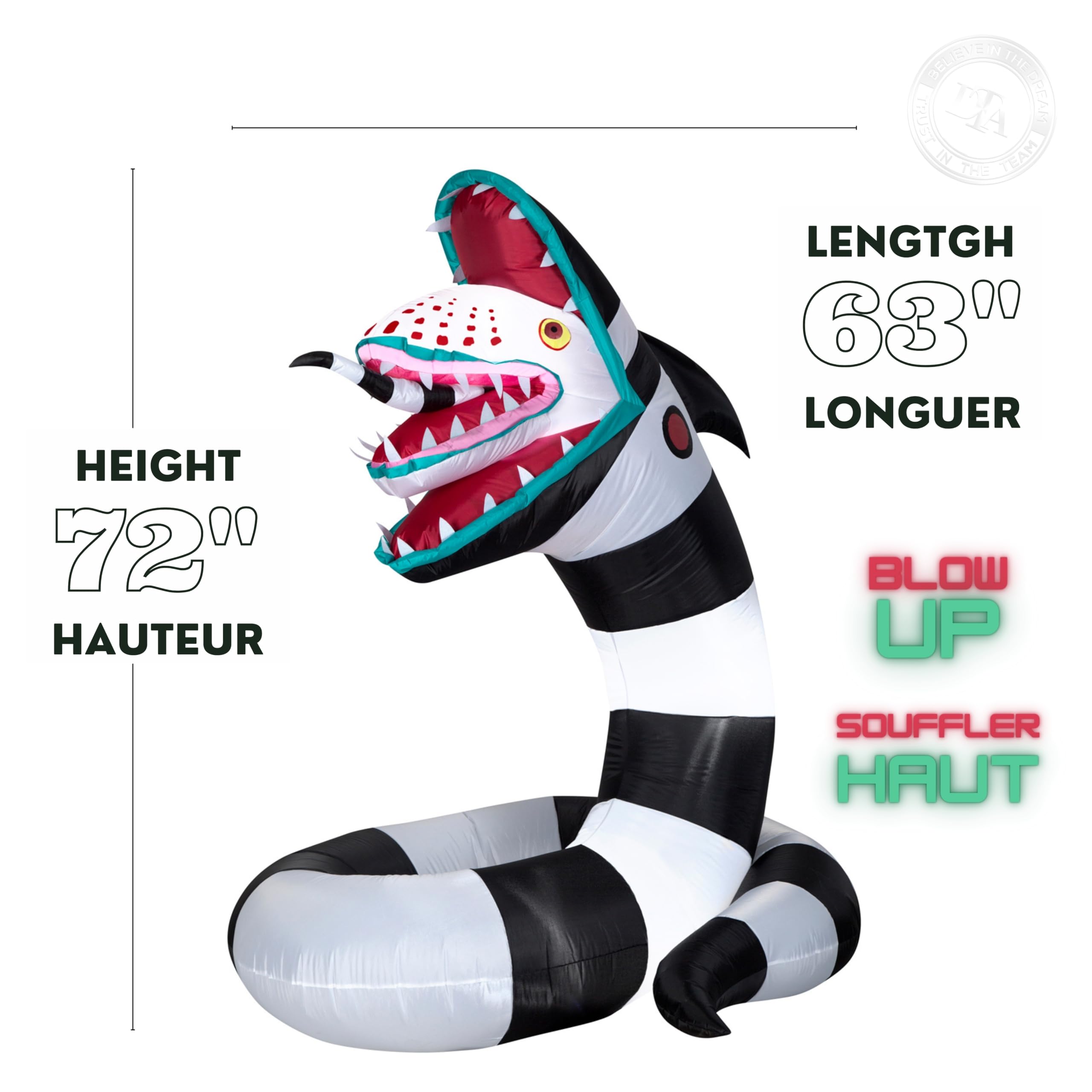Gemmy 6 Foot Beetlejuice Sandworm Light Up Halloween Inflatable Lawn Decoration
