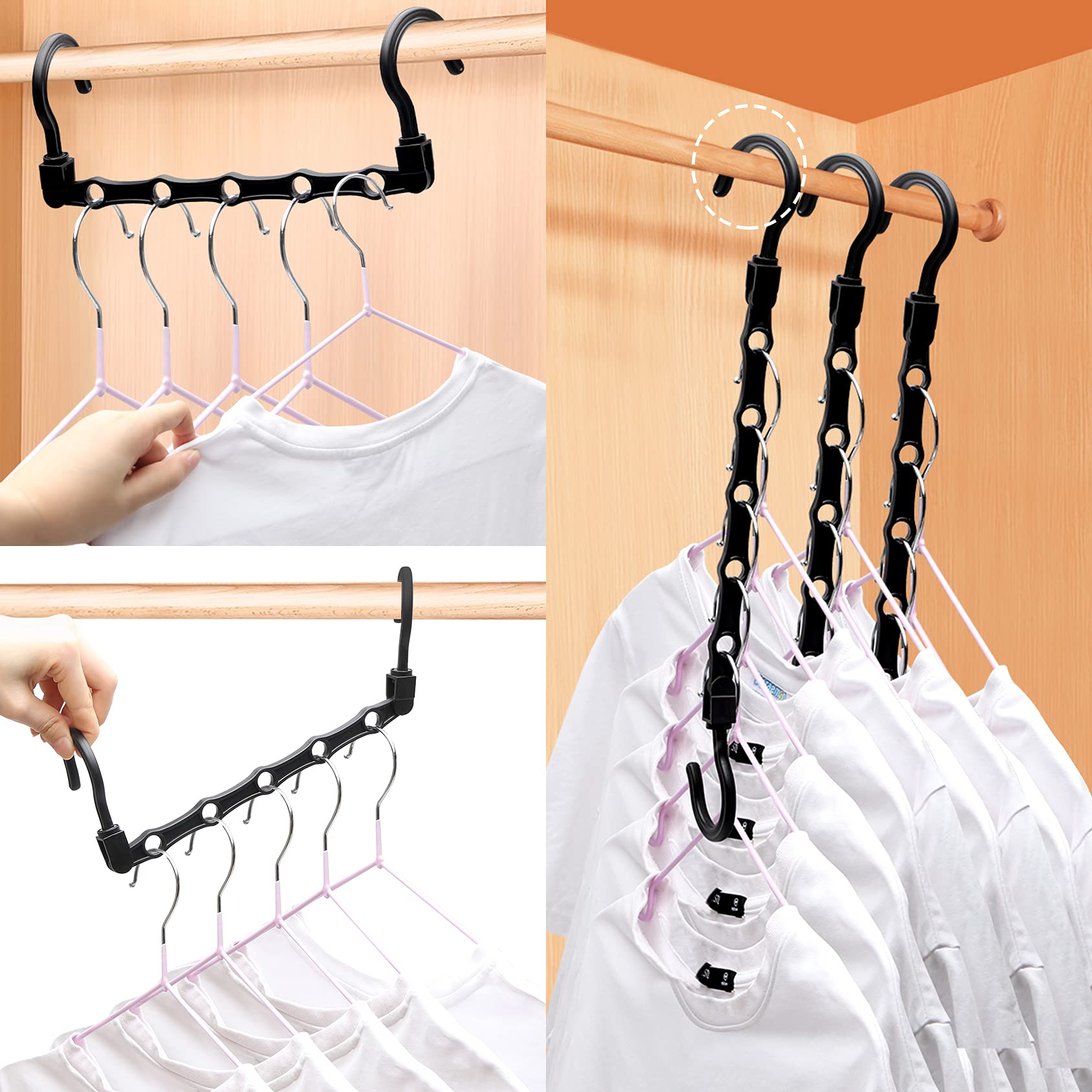 College Dorm Room Essentials: 12 Pack Stronger Organizers And Storage Hangers With 5 Holes For Heavy Clothes, Magic Space Saving