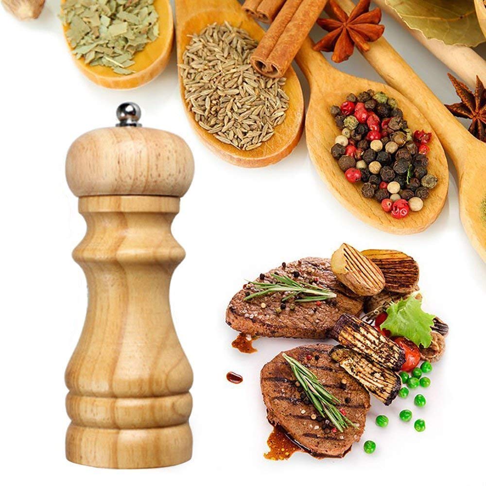 DIGIDEAL Salt and Pepper Shakers Set | Wooden Salt and Pepper Grinder with Adjustable Ceramic Rotor Mixer Burr Mill, Salt & Spic