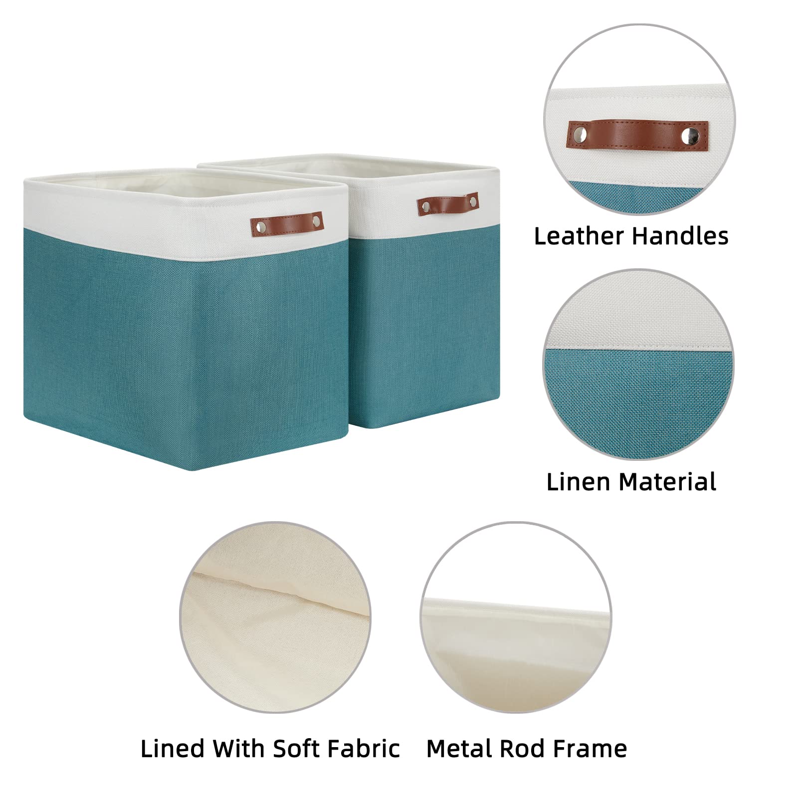 Hnzige Large Canvas Organizer Baskets For Organizing, Rectangular Shelf Baskets With Handles, Collapsible Linen Storage Basket F