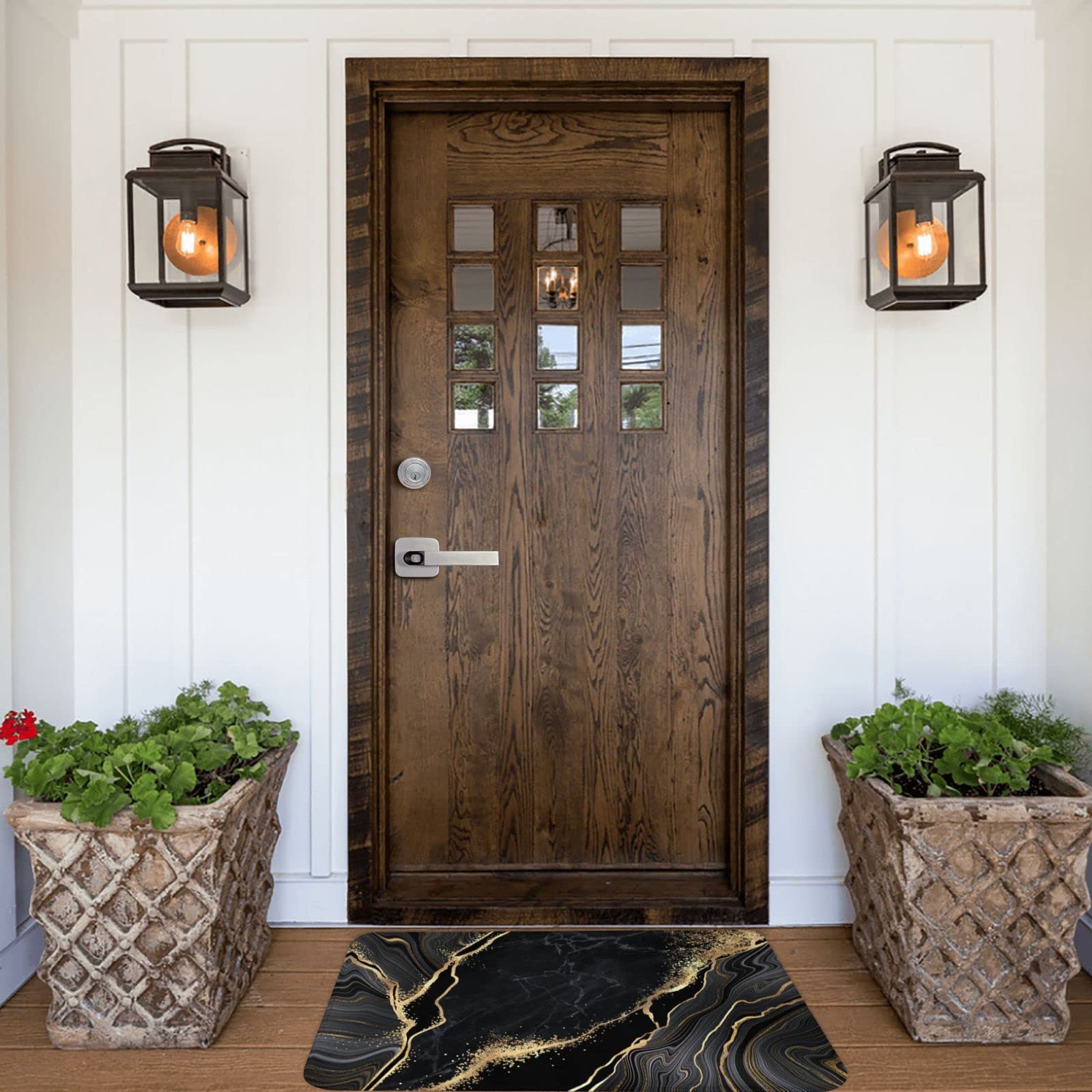 Black And Gold Marble Bath Mats For Bathroom, Soft Absorbent Bath Rug Non-Slip Floor Rug Carpets For Kitchen Bathroom Laundry Be