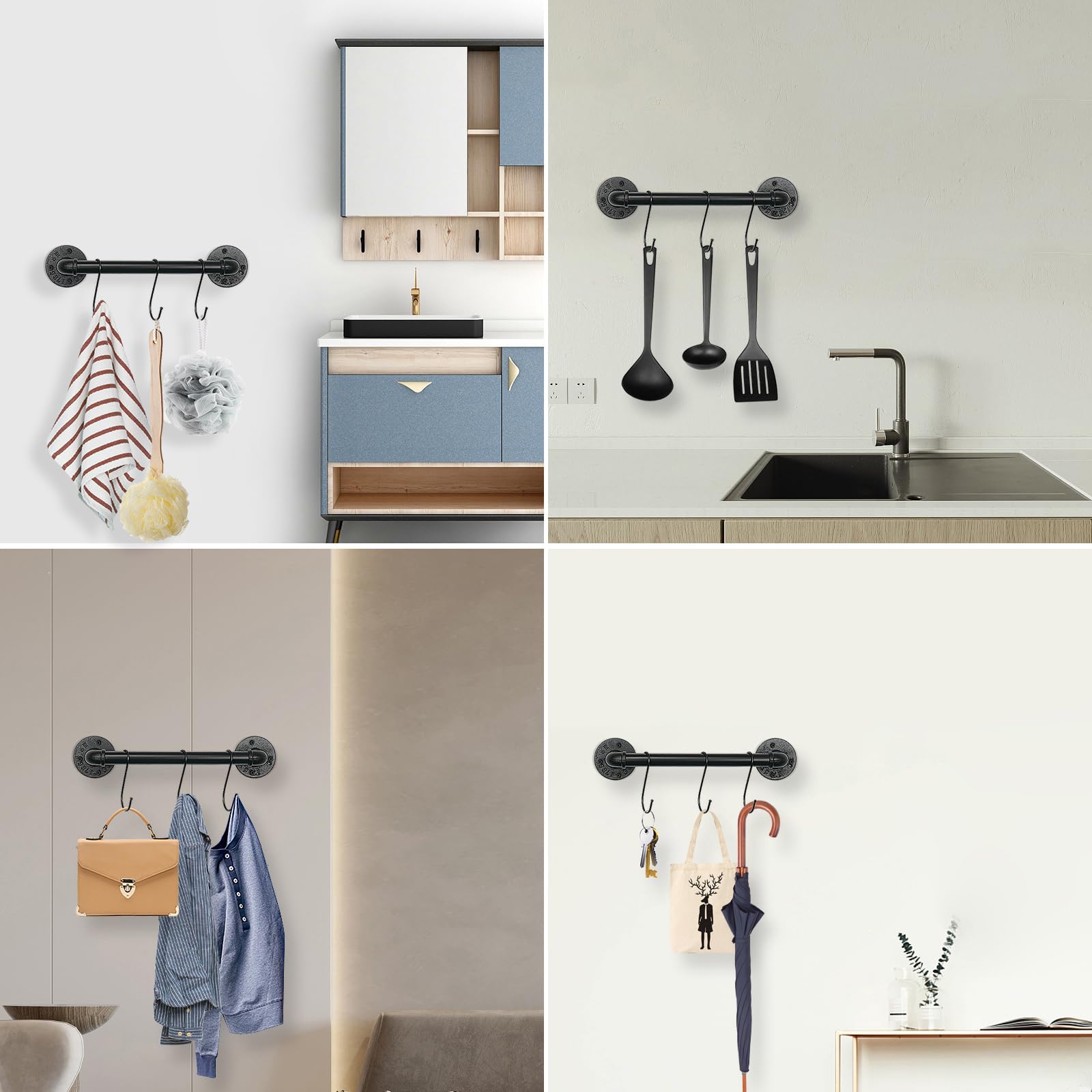 Livabber Industrial Pipe Towel Bar, Rustic Iron Decor Bathroom Hardware Towel Holder Accessory, Heavy Duty Wall Mounted Bath Tow