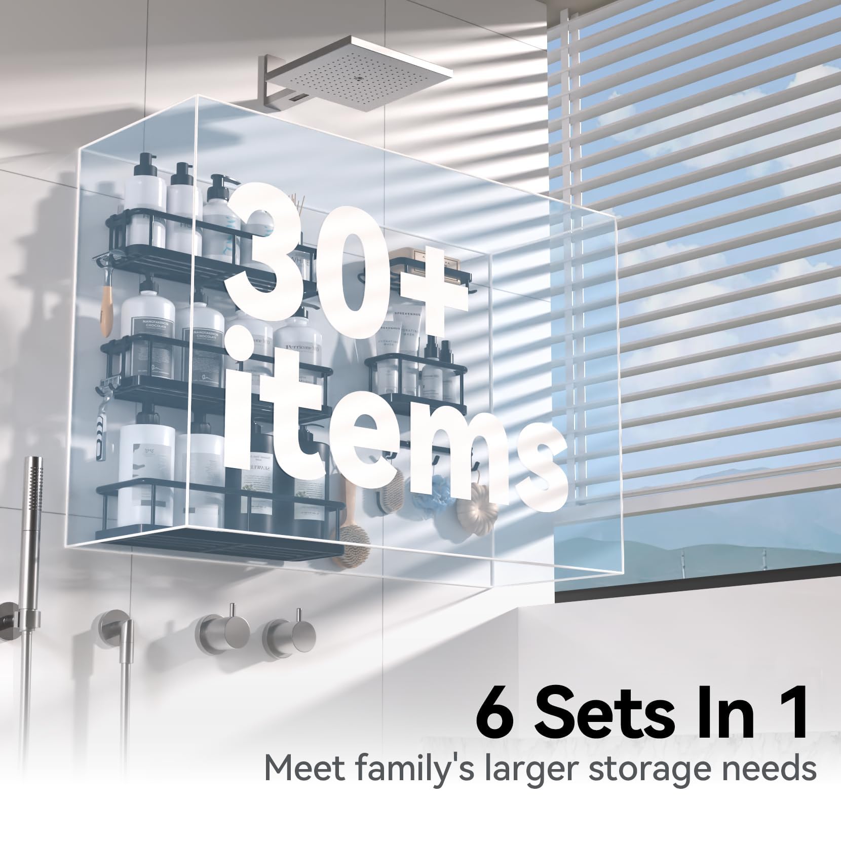 Yasonic Shower Caddy 6 Pack Rustproof Shower Organizer, Large Capacity Shower Shelves For Inside Shower, Bathroom Organizers And