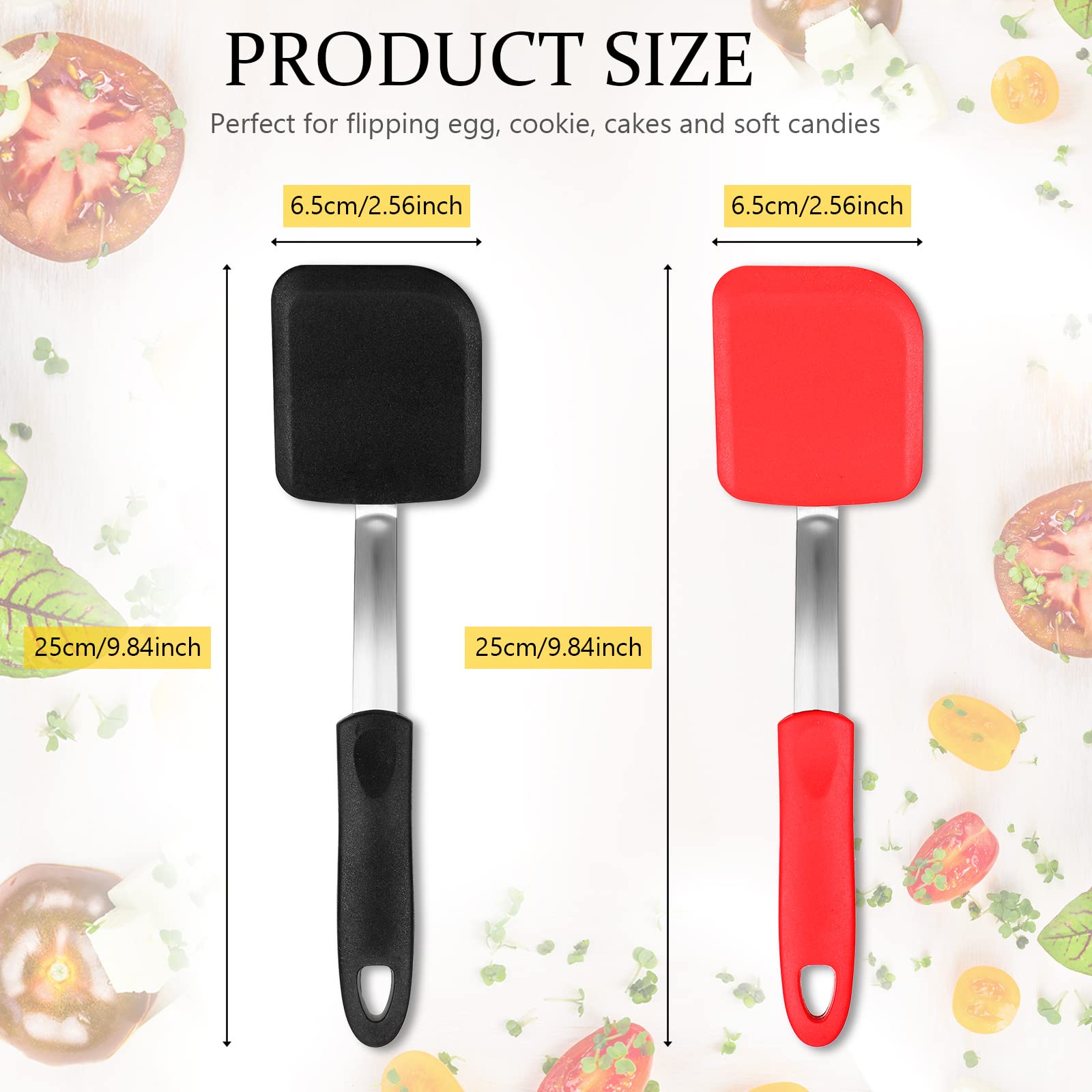 Yetene Silicone Cookie Spatula Turner 2 Pack Mini Brownie Spatula Flexible Kitchen Small Silicone Spatulas For Nonstick Cookware
