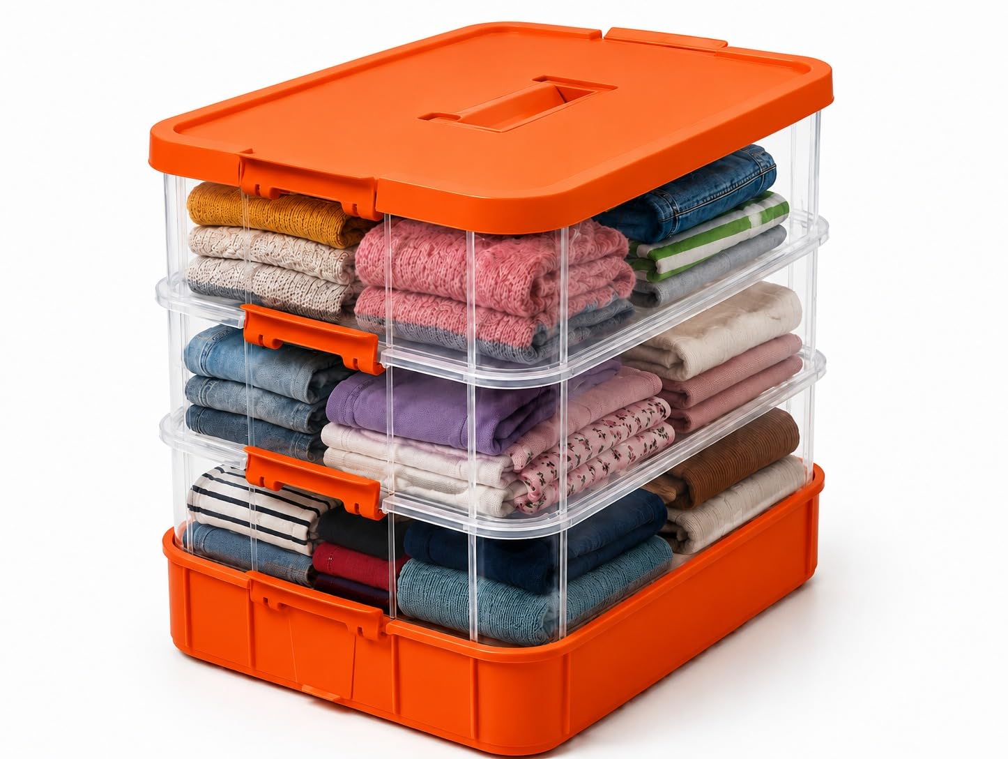 Kitchivo Storage Box Clear Stack & Carry Box, Portable Craft Organizers, And Storage Bin For Organizing Arts & Crafts, Sewing, M
