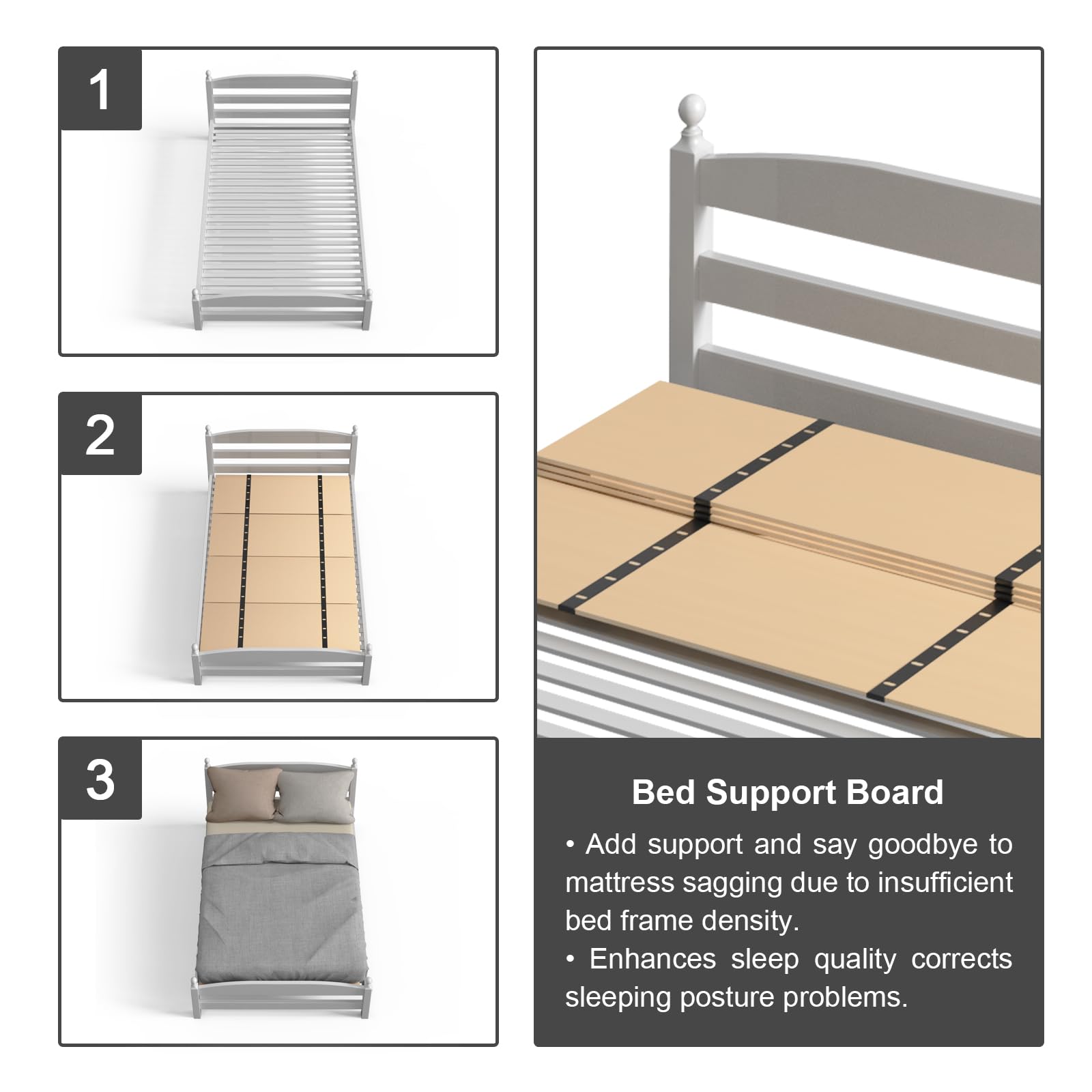 Imperius Queen Bunkie Board - Wooden Bed Slats Support (57"x80") in Log Finish, Model 1