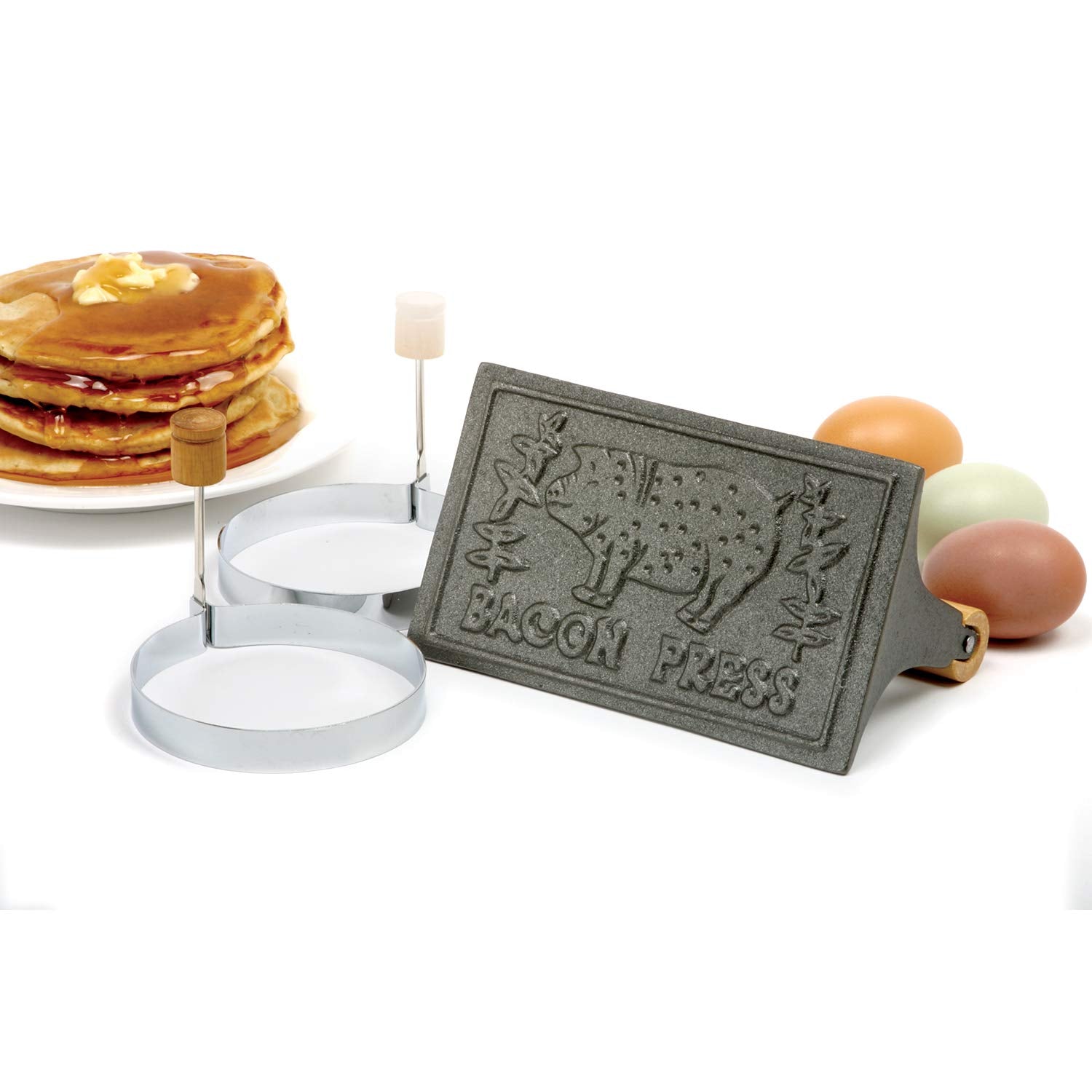 Norpro Cast Iron Bacon Press With Egg Ring Set