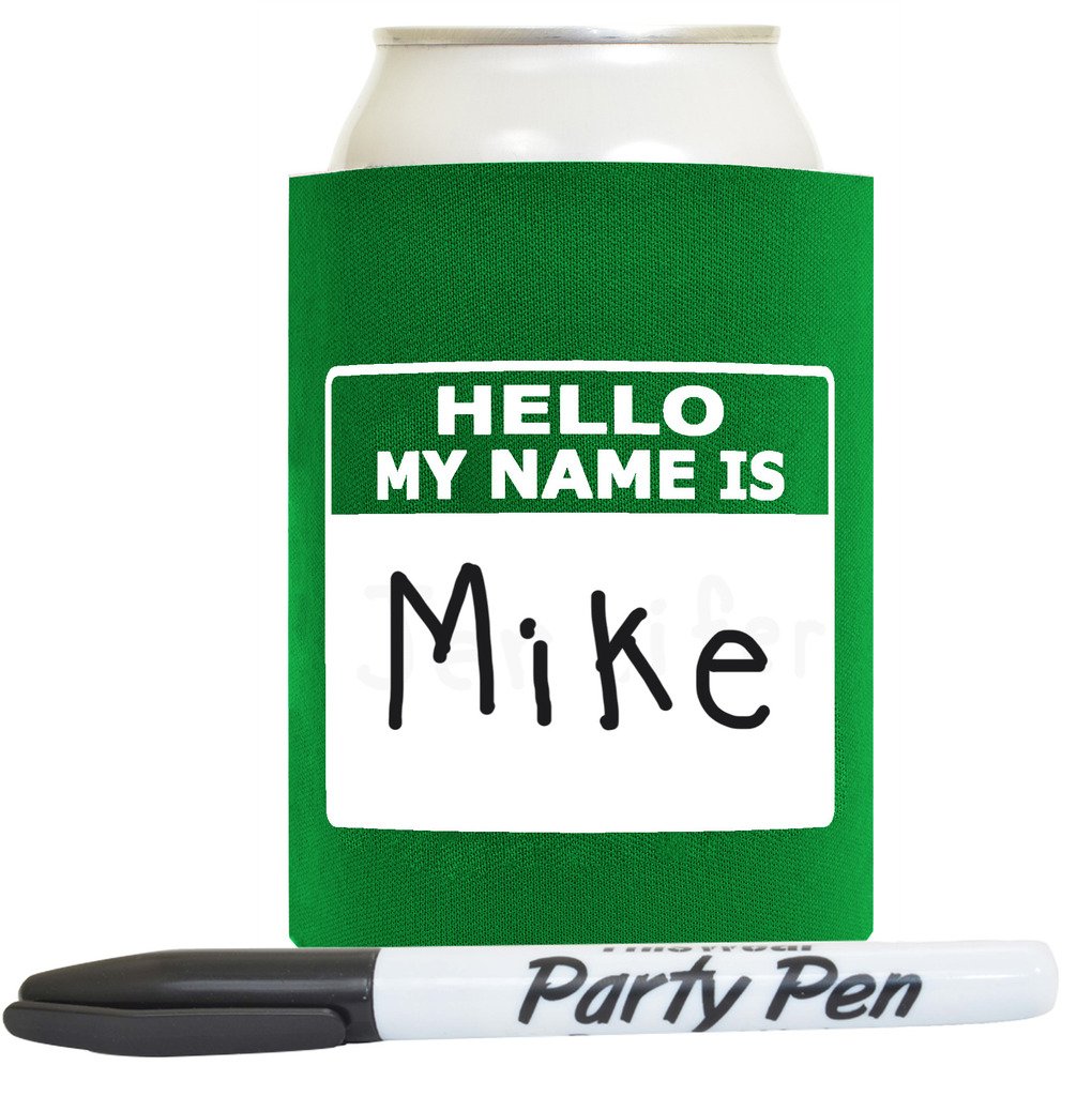 Wedding Party Favor Hello My Name Is Blank Name Badge Set 48-Pack Drink Can Coolers Party Pack With Marker