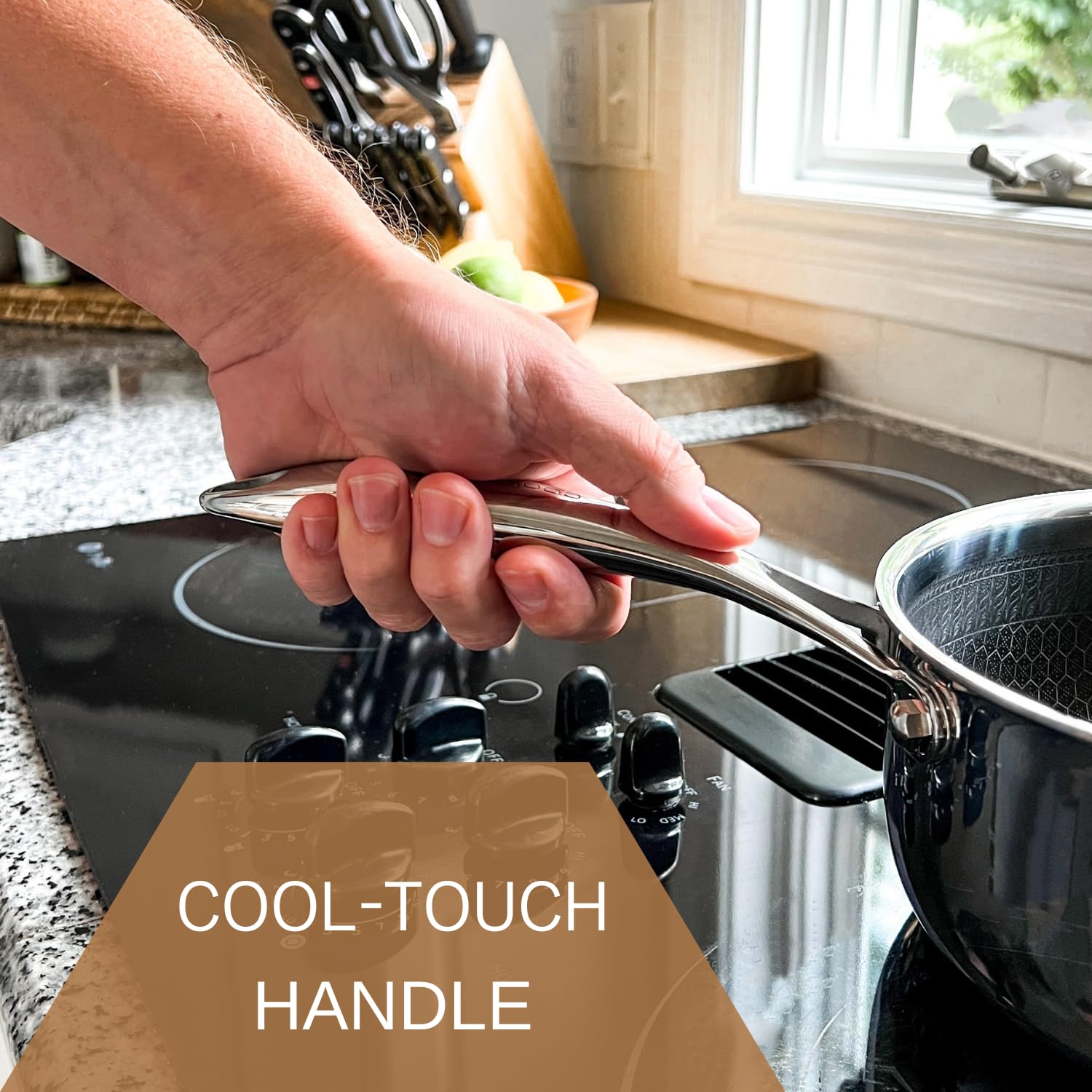 Cooksy 1.5 Quart Hexagon Surface Hybrid Stainless Steel Saucepan With Lid