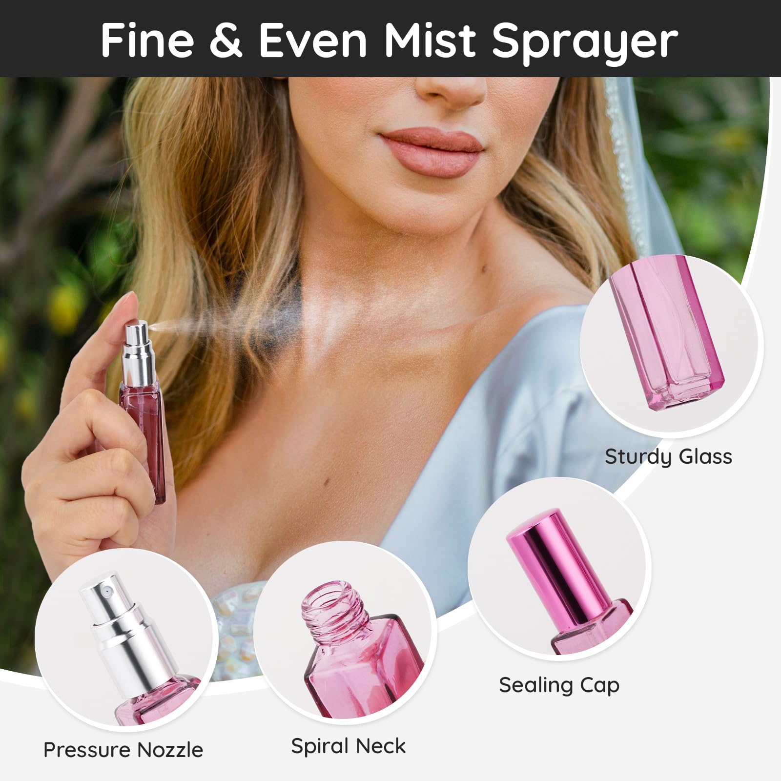 Segbeauty Travel Atomizer, 6Pcs 10Ml Glass Perfume Sprayer Set With Gift Box, Empty Travel Cologne Dispenser Mini Spray Bottle F