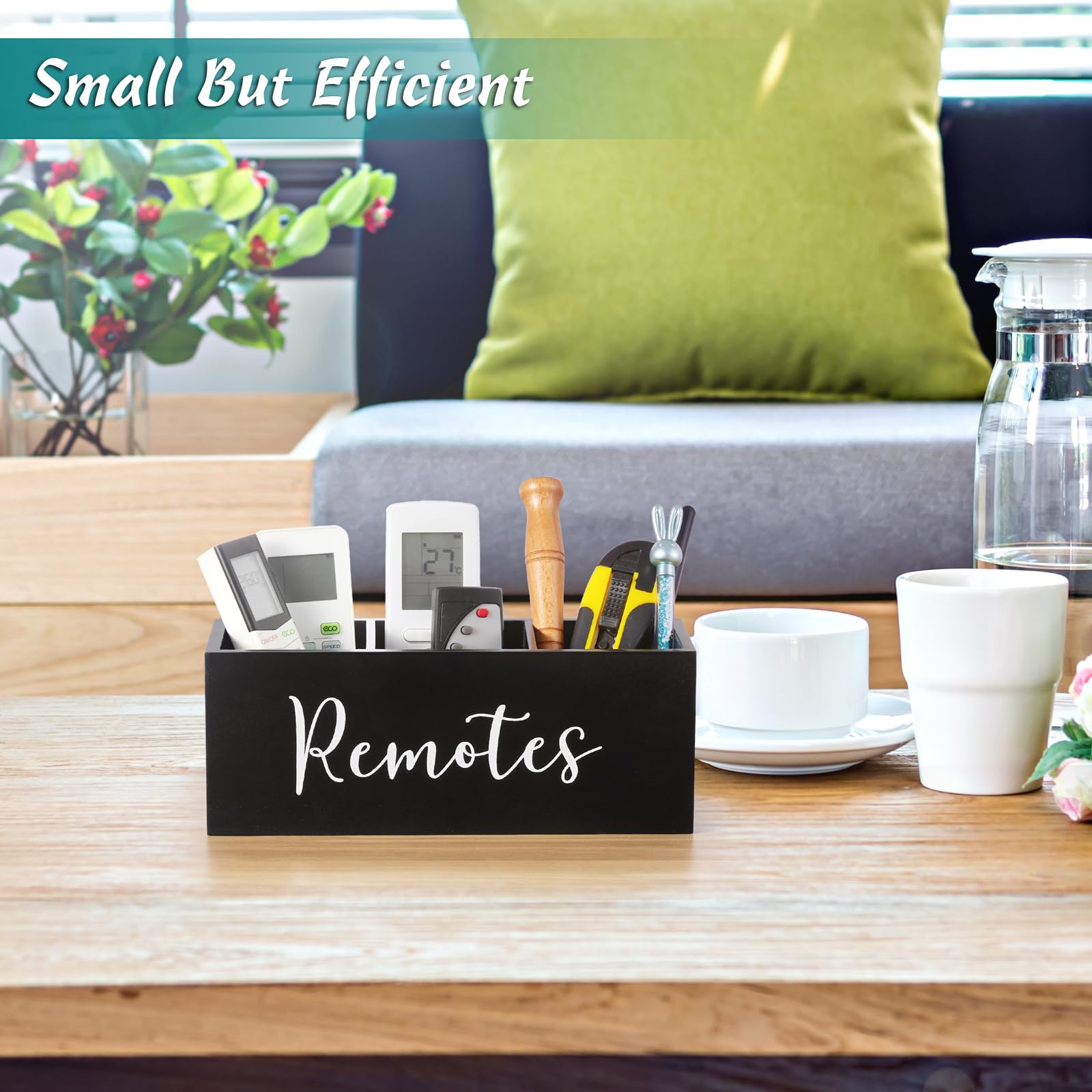 Drastar Remote Control Holder, Tv Remote Holder, Remote Organizer Caddy For Table, Wooden Remote Box For Nightstand, Bedside Cad