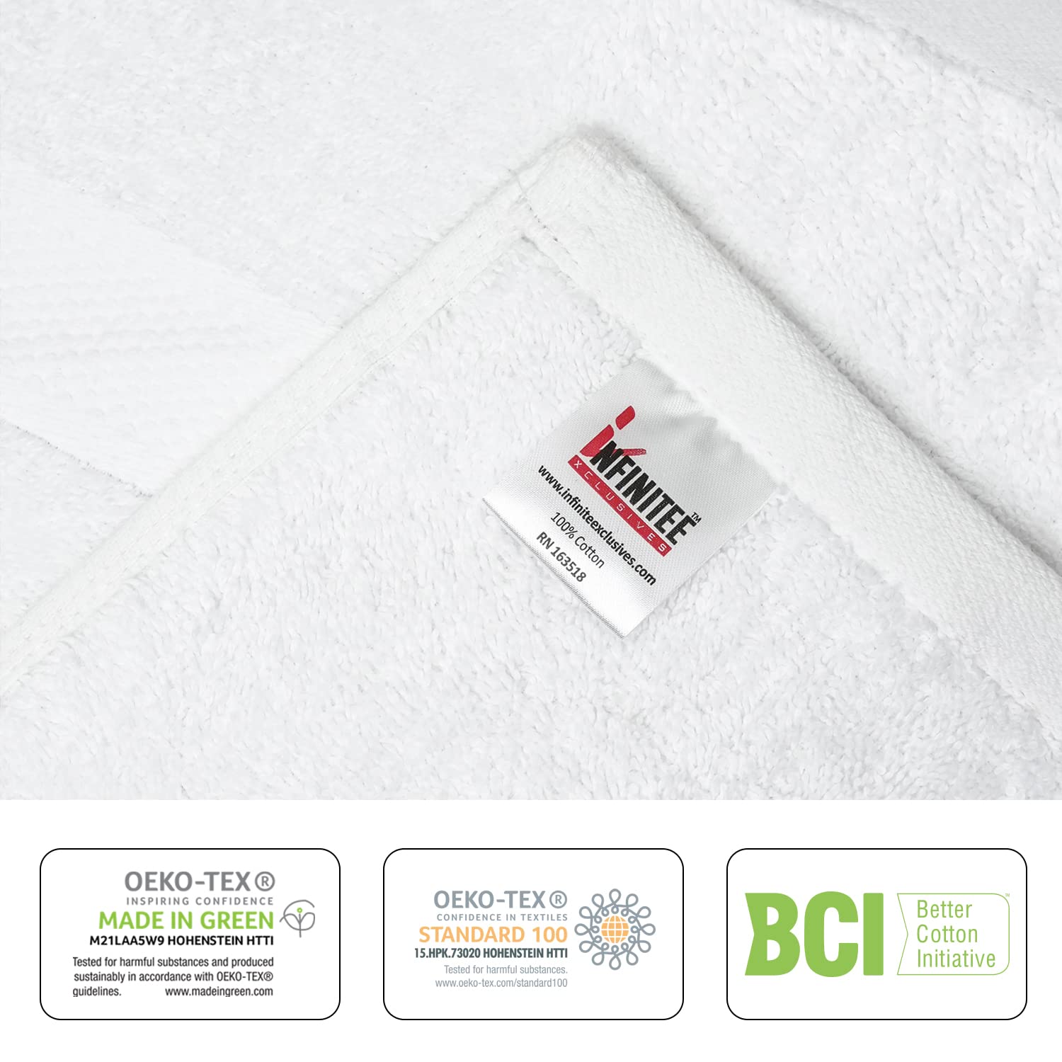 Infinitee Xclusives Premium 100% Cotton Hand Towels - Set of 6  16x28 Inches - Hotel and Spa Quality - Ultra Soft  Highly Absorbent - White Bathroom Towels