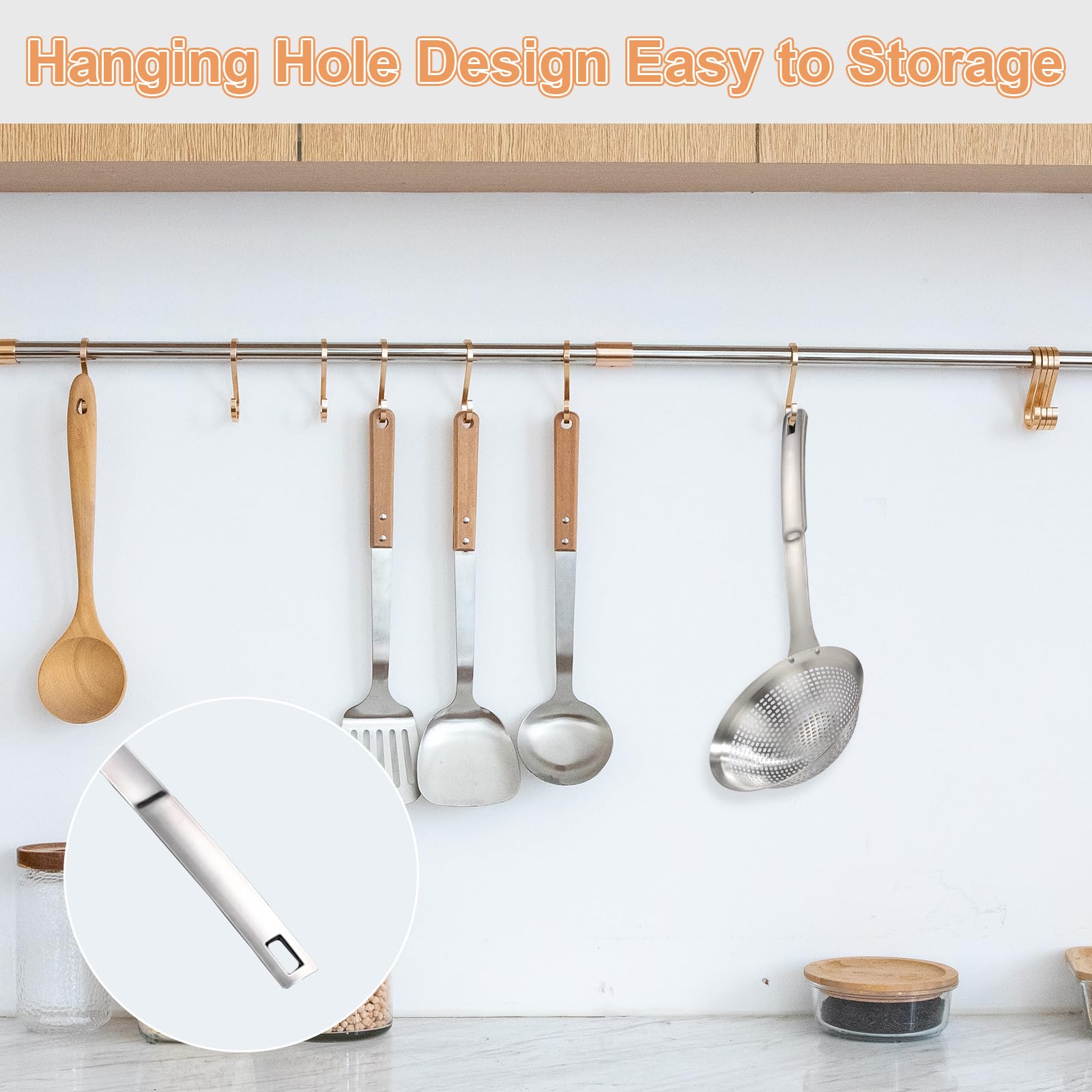 Skimmer Ladle Skimmer Spoon 304 Stainless Steel Skimmer 14.5 Ln For Cooking Frying Skimming Colander/Strainer Stainless Steel Ki