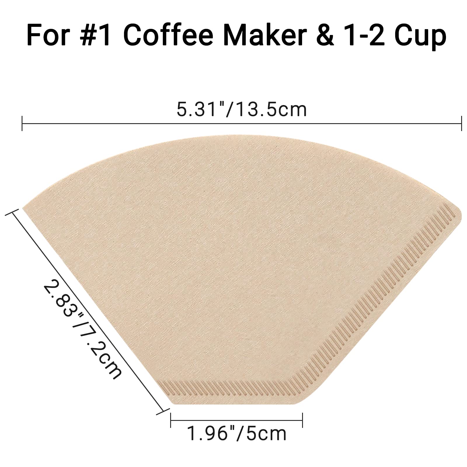 Segarty #1 Coffee Filters Cone, 200 Count Pack Size 1-2 Cup Natural Unbleached Brown Paper Filter Disposable Pour Over Maker Bas