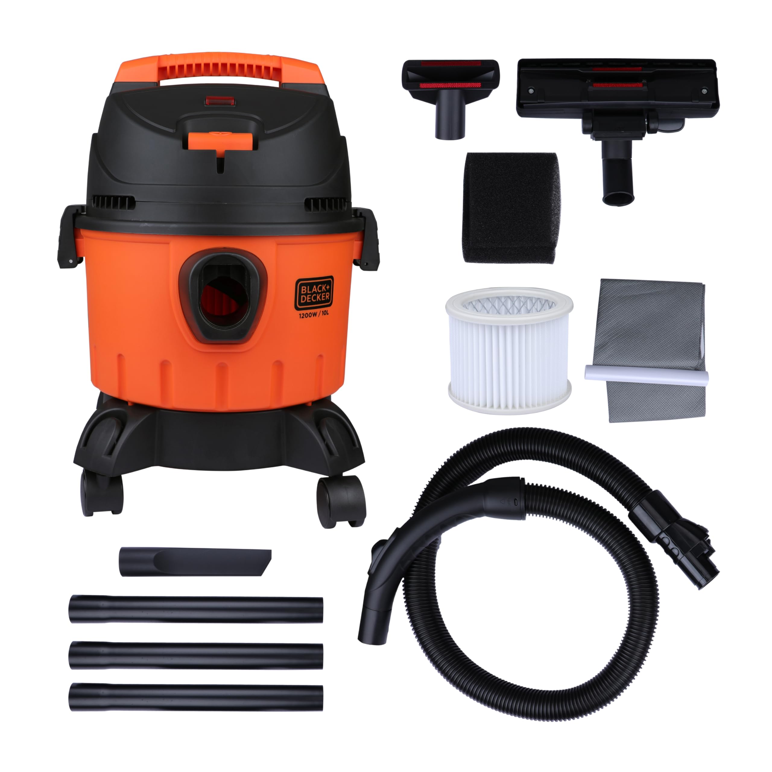 Black+Decker Wdbd10 10-Litre, 1200 Watt , 16 Kpa High Suction Wet And Dry Vacuum Cleaner And Blower With Hepa Filter And Reusabl