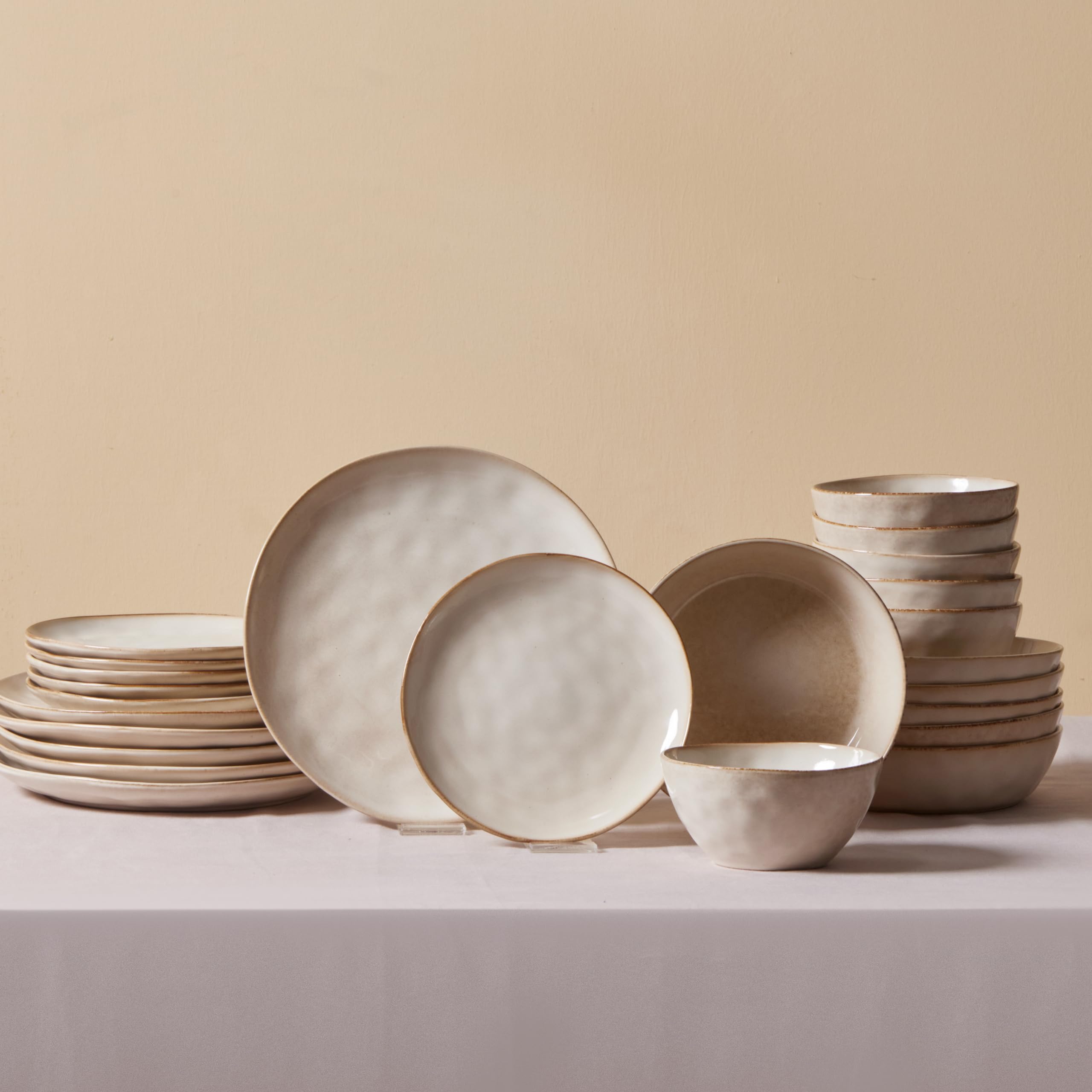 Karaca Aria Reactive Stoneware Plates & Bowls Sets - Ceramic Dinnerware Sets for 6, 24 Piece Microwave Safe Dish Set incl. Dinne