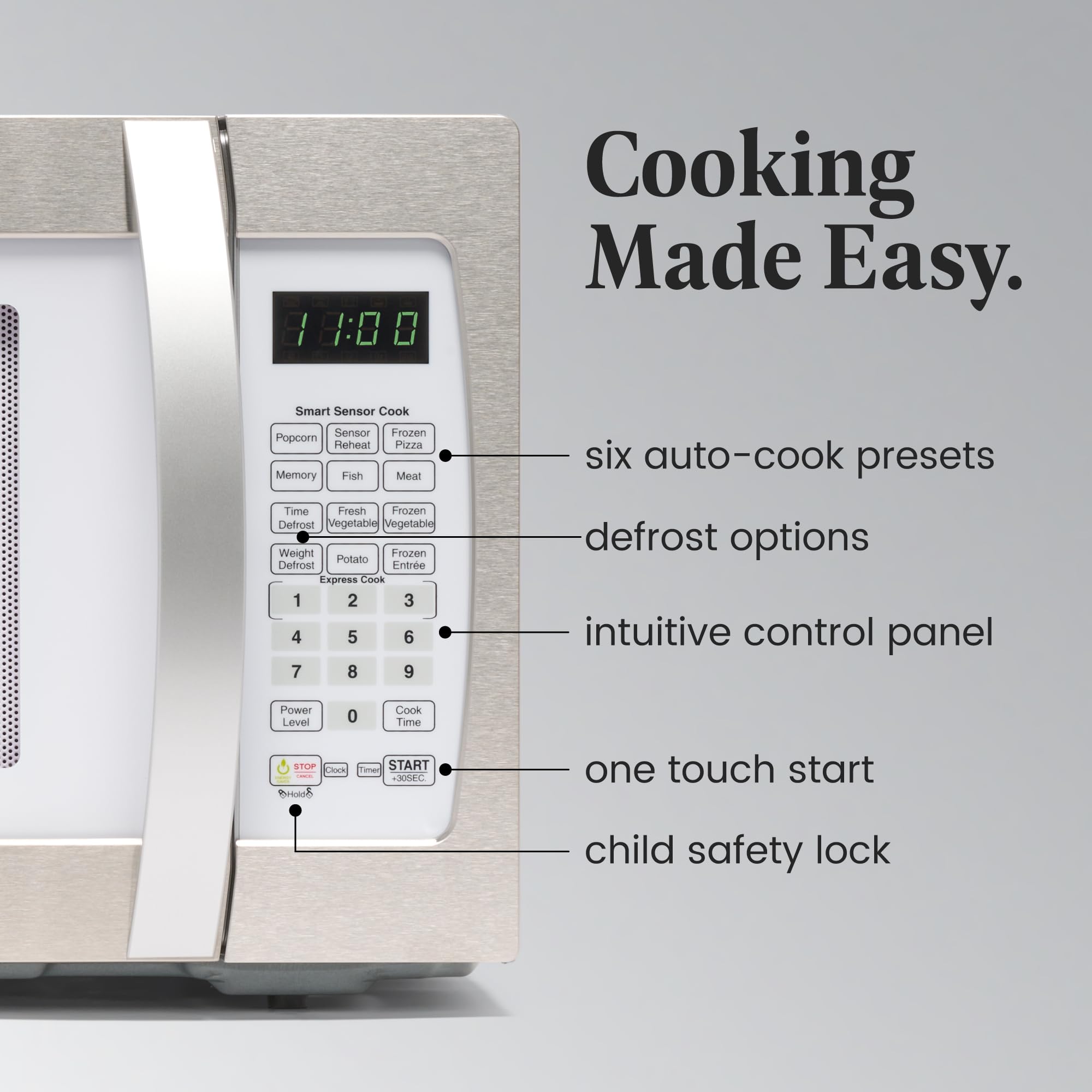 Farberware Countertop Microwave 1100 Watts, 1.3 Cu Ft - Smart Sensor Microwave Oven With Led Lighting And Child Lock - Perfect F